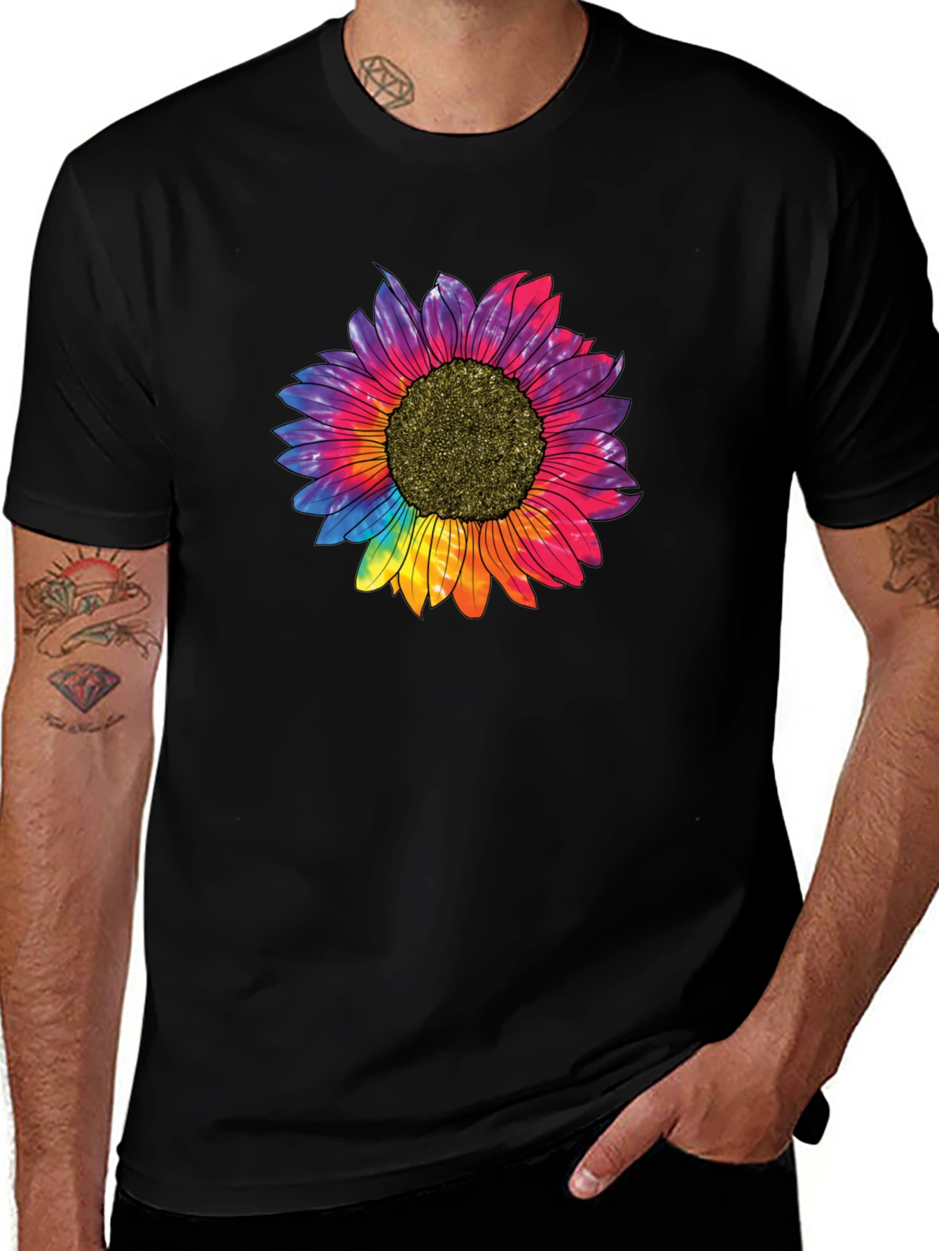 Tie Dye Sunflower Graphic T-Shirt