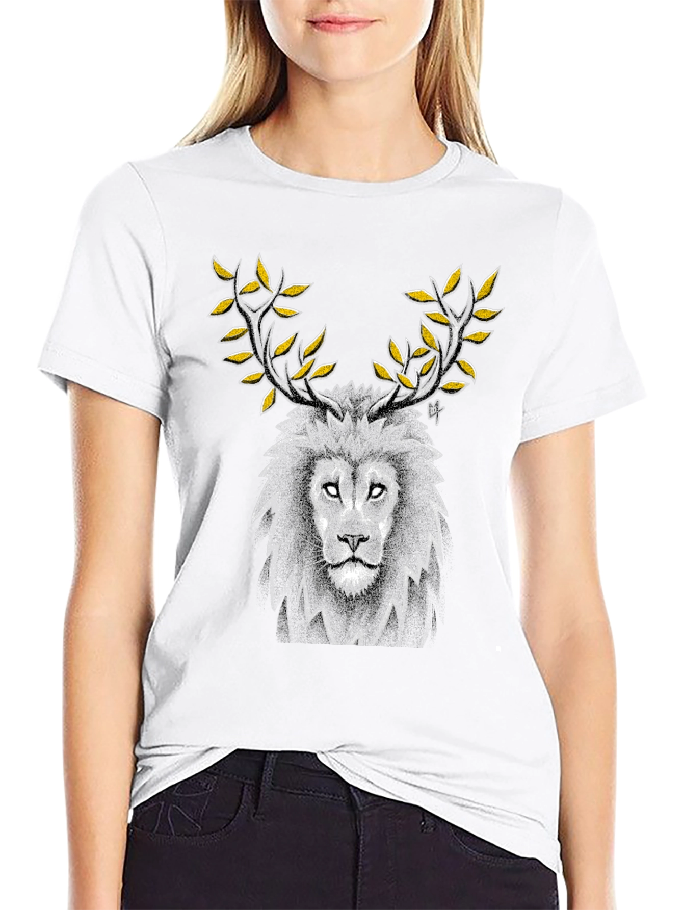 Lion Antler Graphic Tee - Black