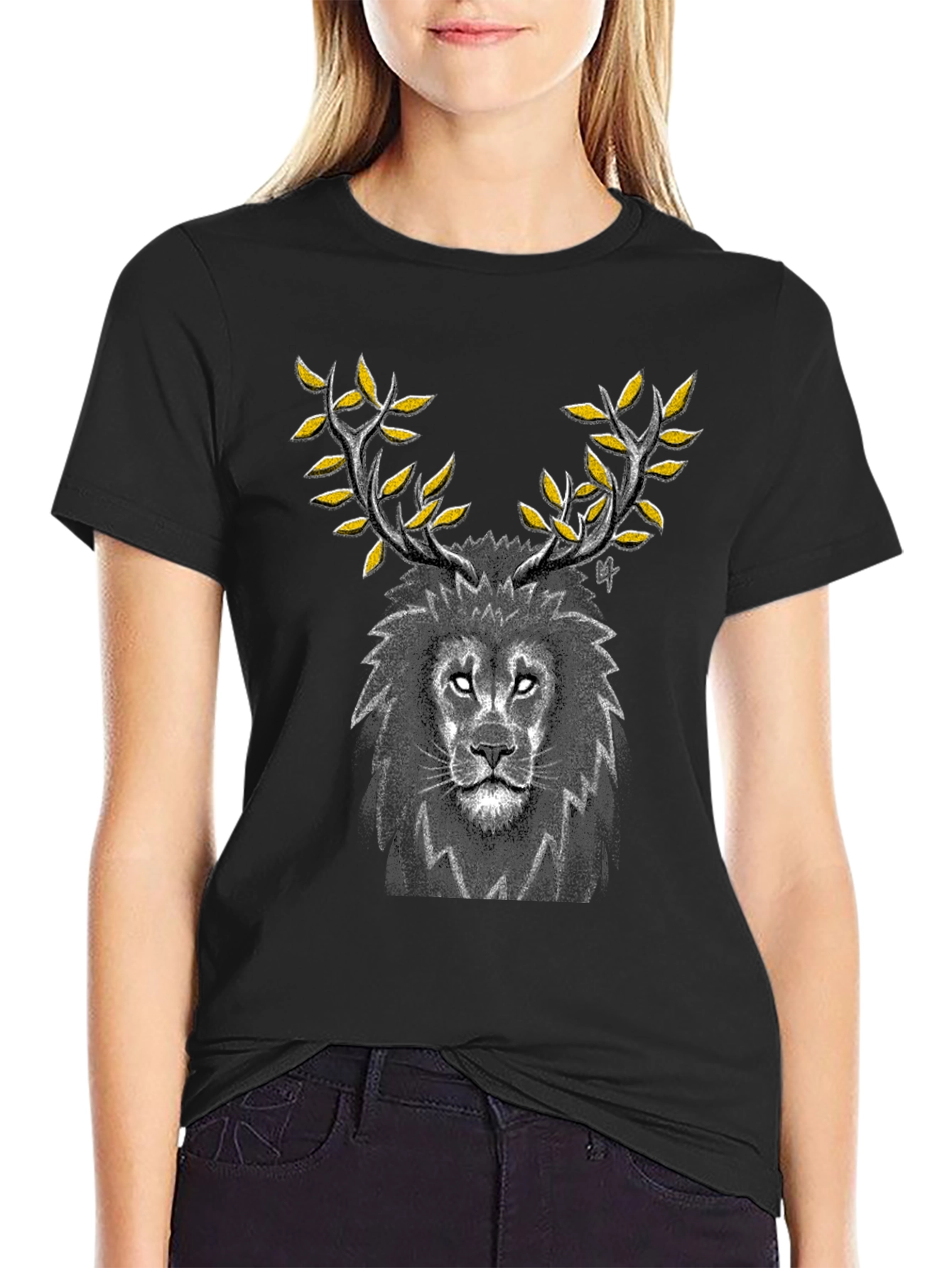 Lion Antler Graphic Tee - Black
