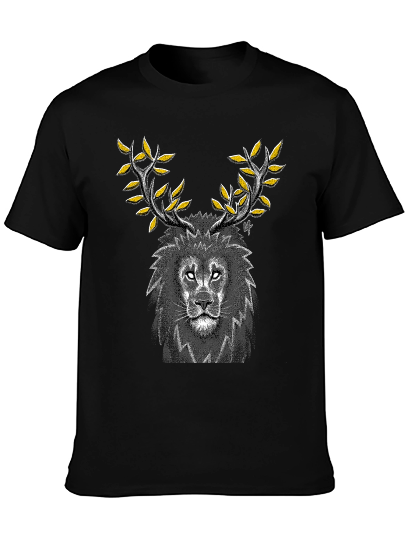 Lion Antler Graphic Tee - Black