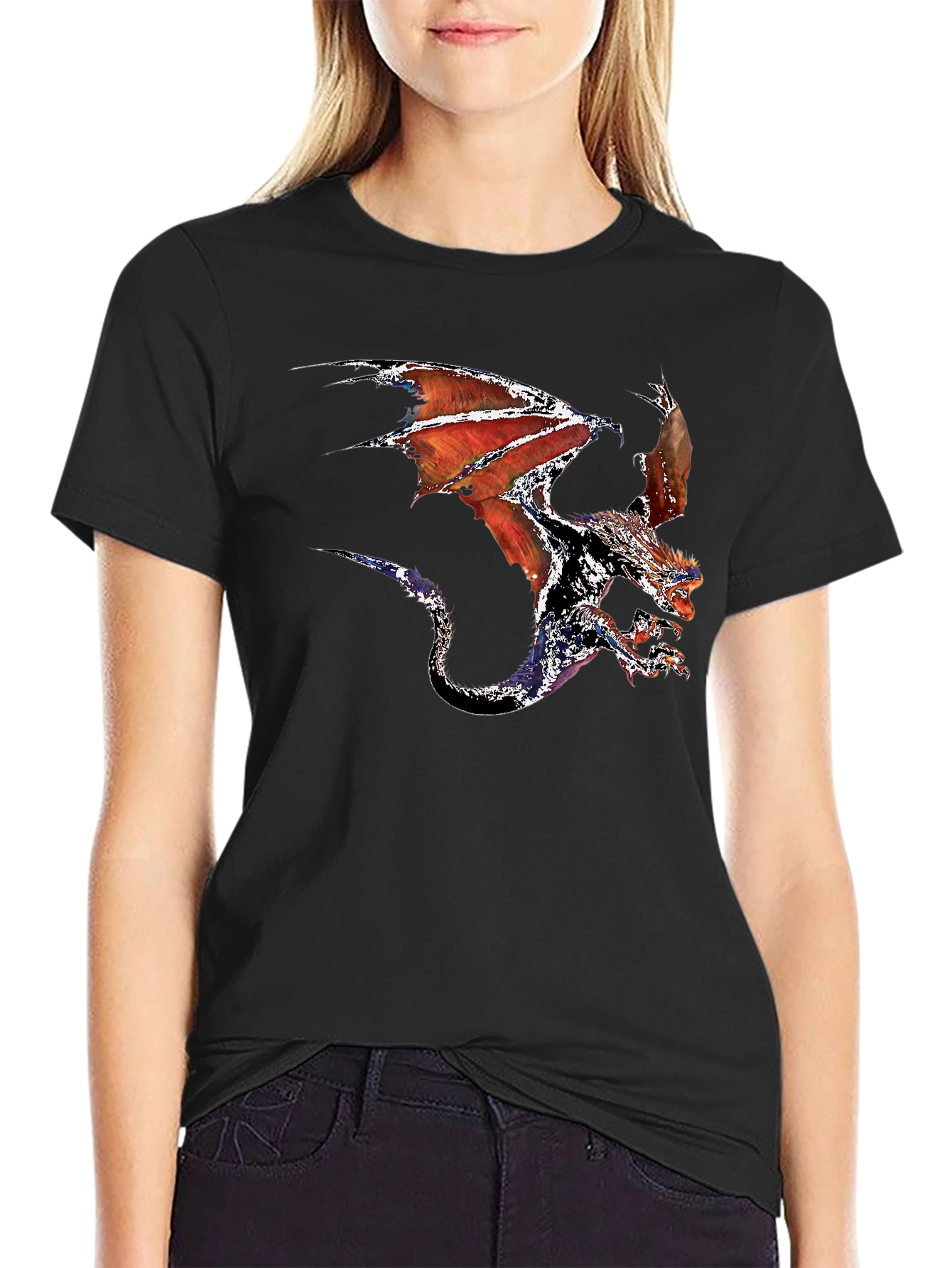 Dragon Graphic Tee - Black Cotton