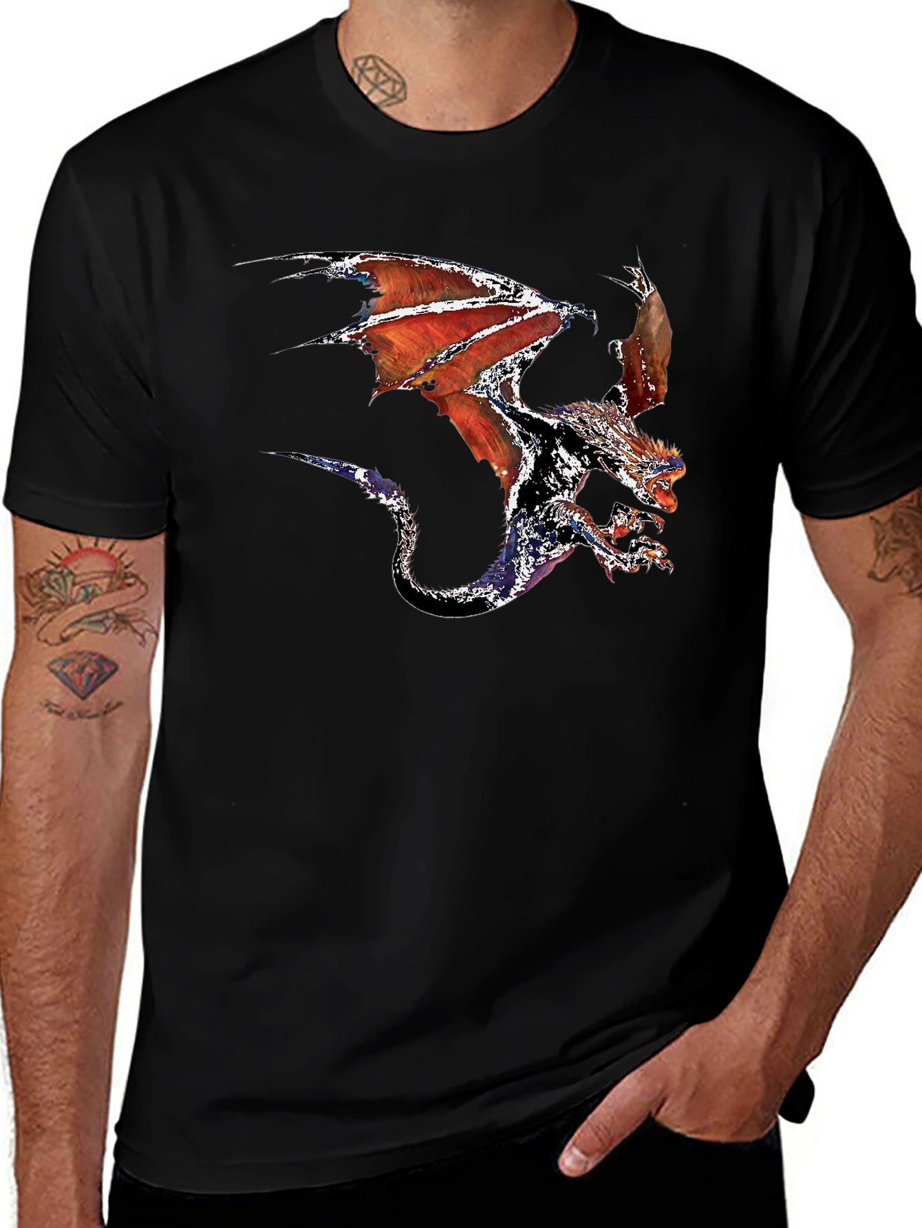 Dragon Graphic Tee - Black Cotton