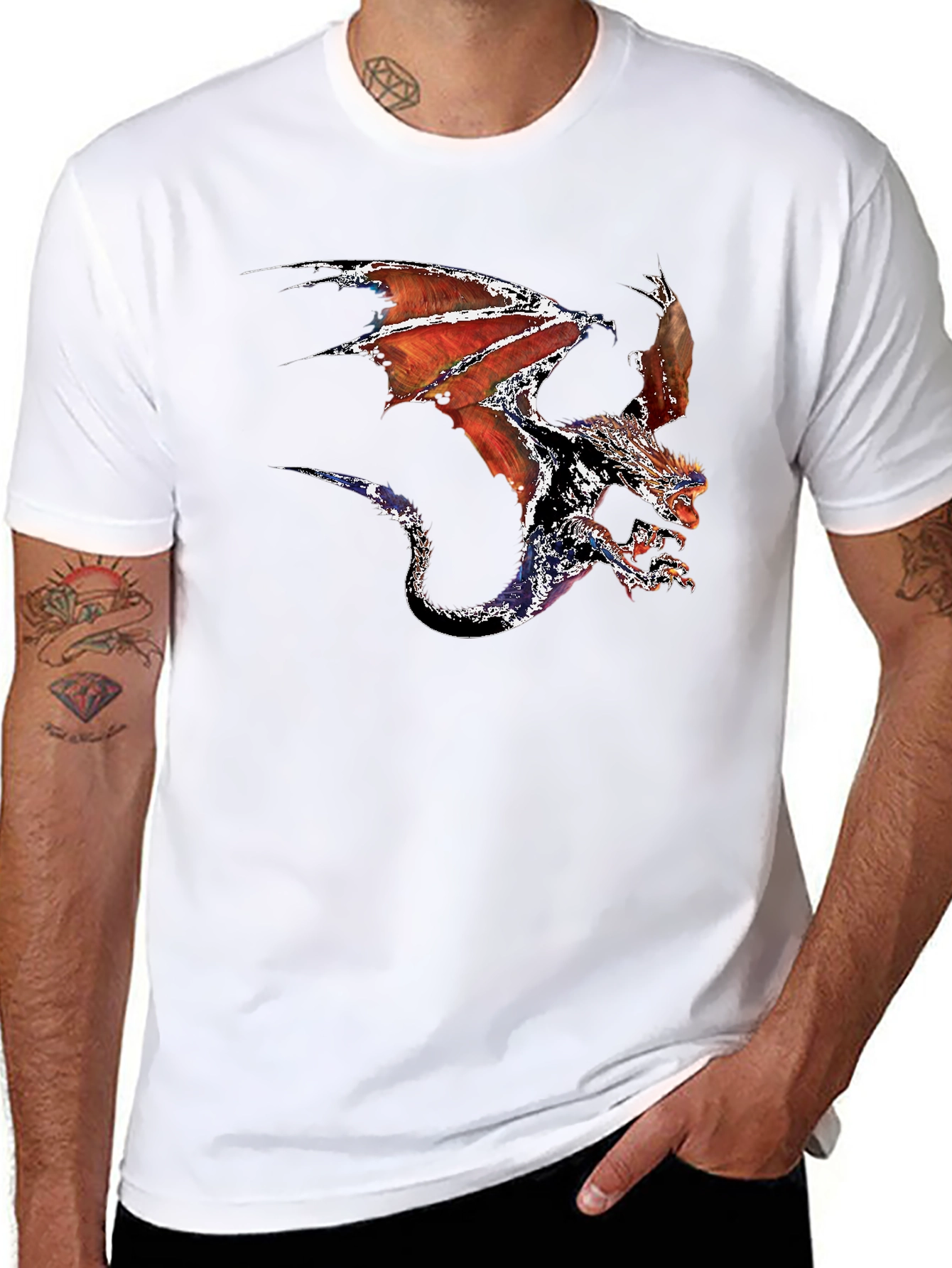 Dragon Graphic Tee - Black Cotton
