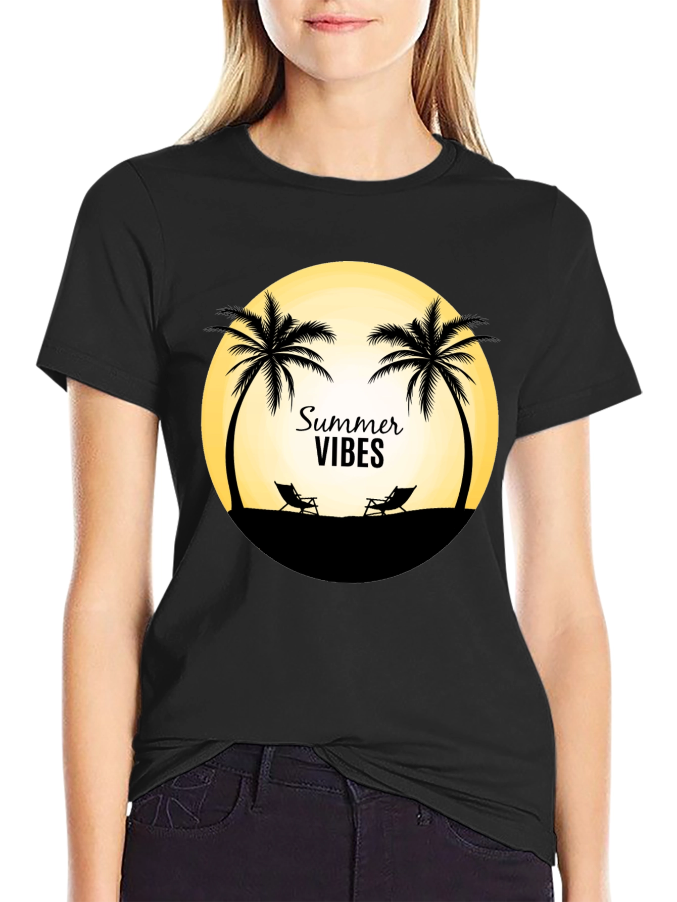 Summer Vibes T-Shirt - Beach Palm Tree Design
