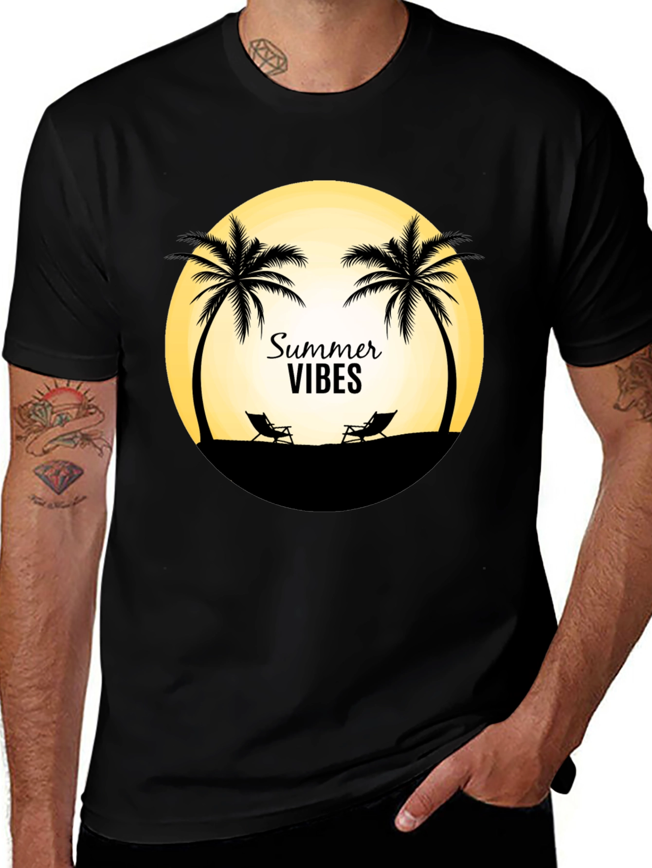 Summer Vibes T-Shirt - Beach Palm Tree Design