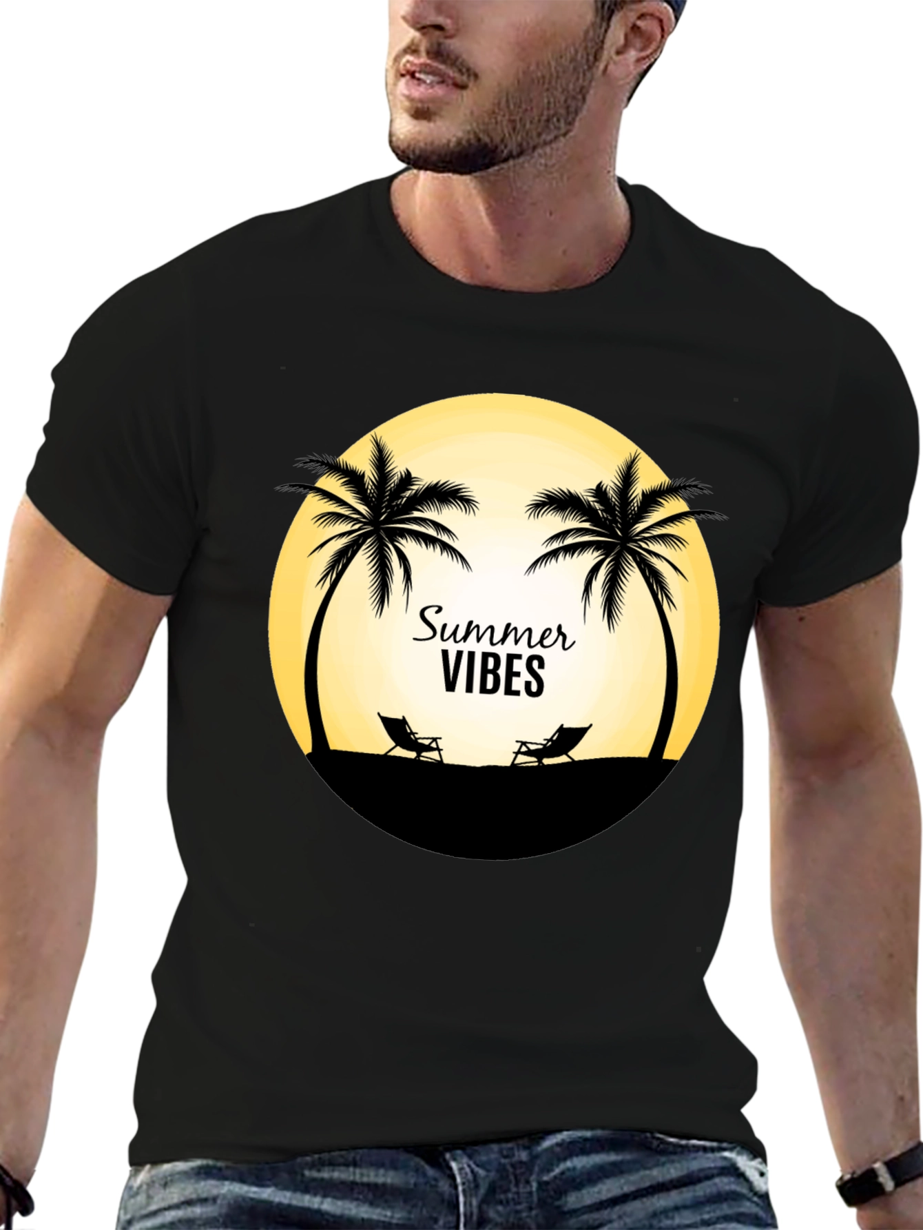 Summer Vibes T-Shirt - Beach Palm Tree Design
