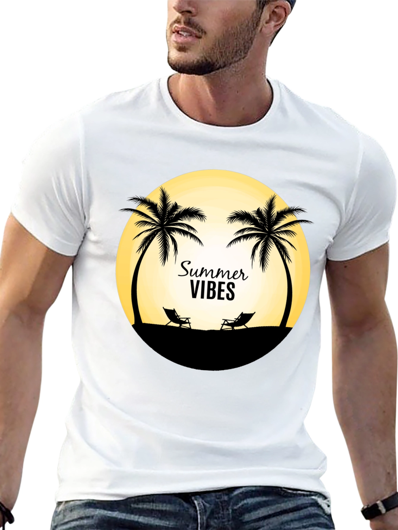 Summer Vibes T-Shirt - Beach Palm Tree Design
