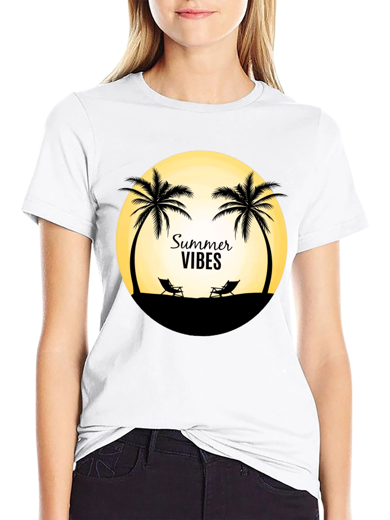 Summer Vibes T-Shirt - Beach Palm Tree Design