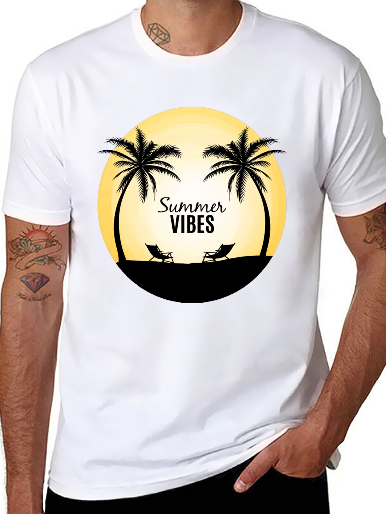 Summer Vibes T-Shirt - Beach Palm Tree Design