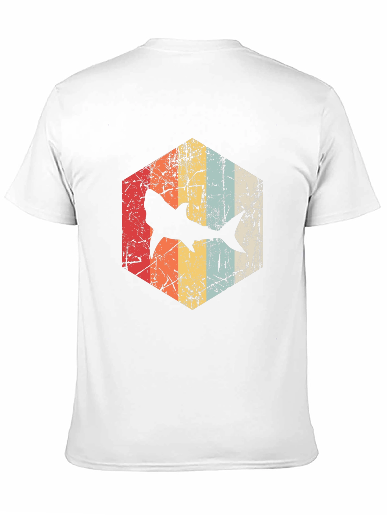 Retro Shark Graphic Tee - Distressed Style