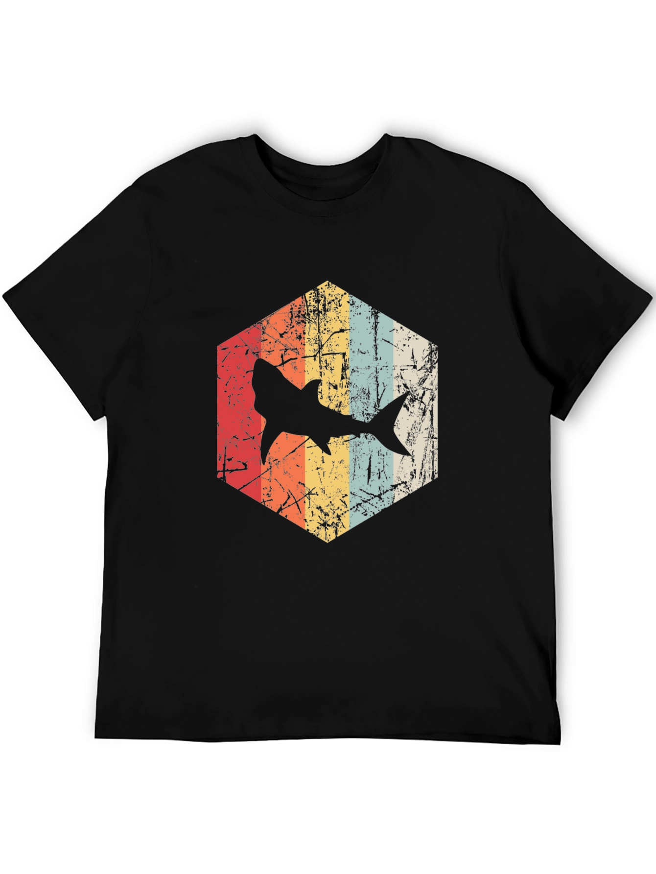 Retro Shark Graphic Tee - Distressed Style