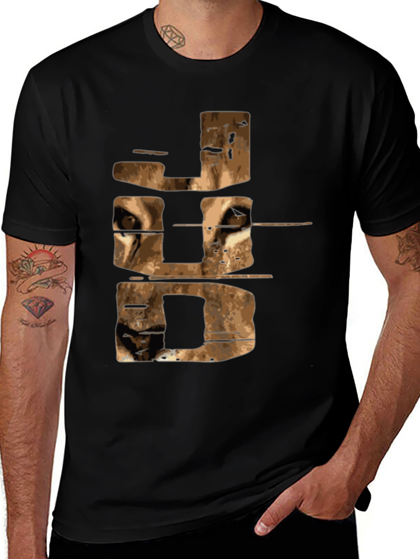 Abstract JDD Graphic Print Black Tee Shirt