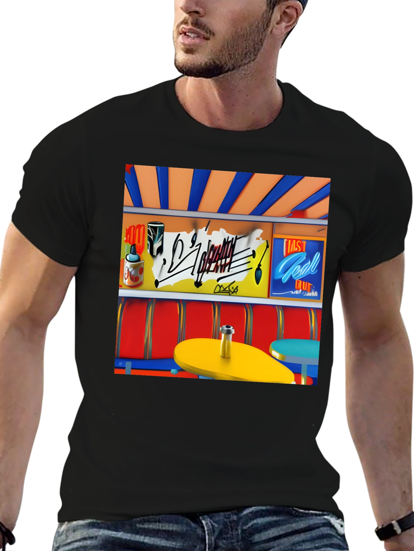 Retro Diner Graphic Tee - Cool Casual Style