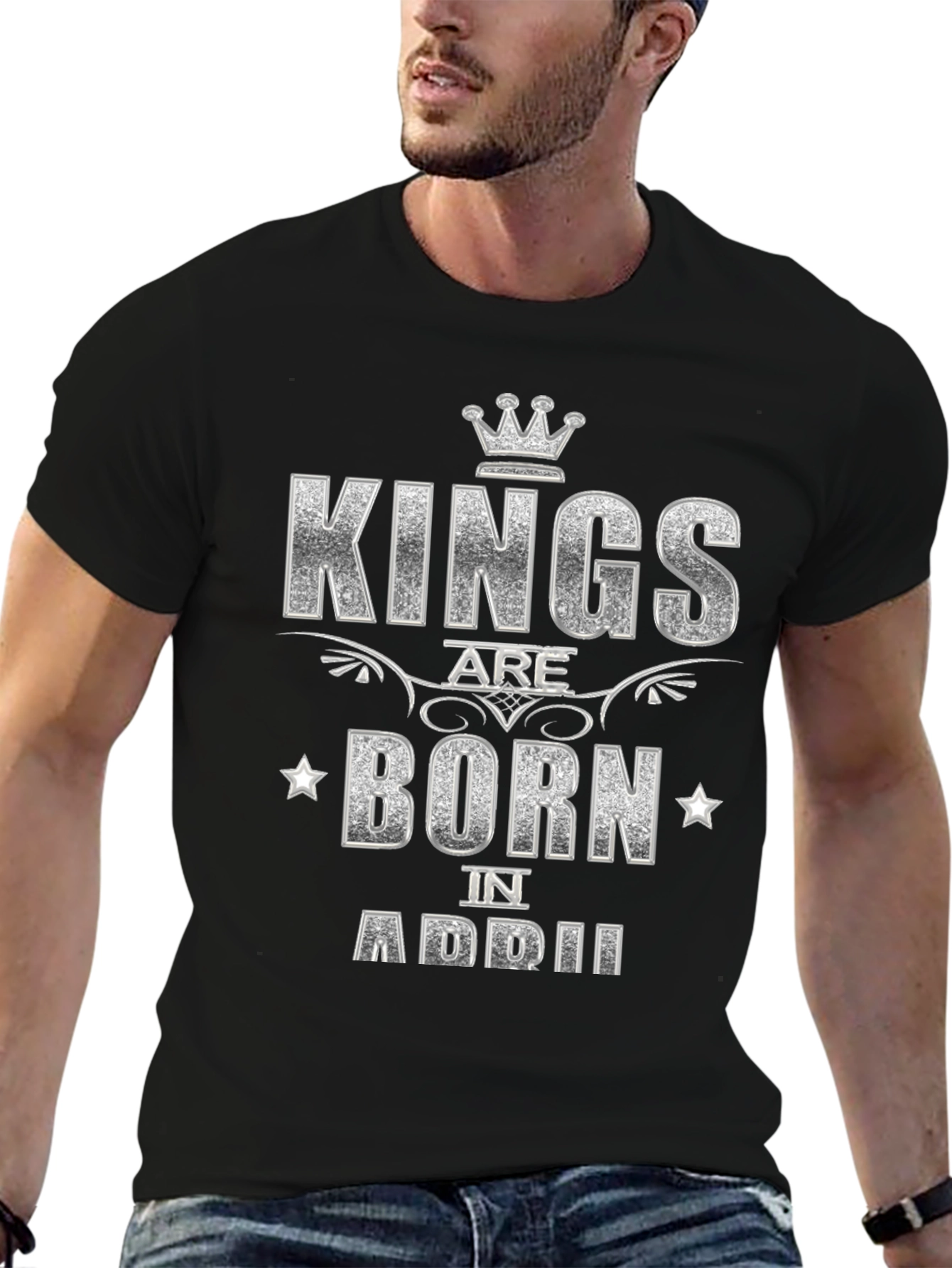 Kings Are Born In April Black T-Shirt
