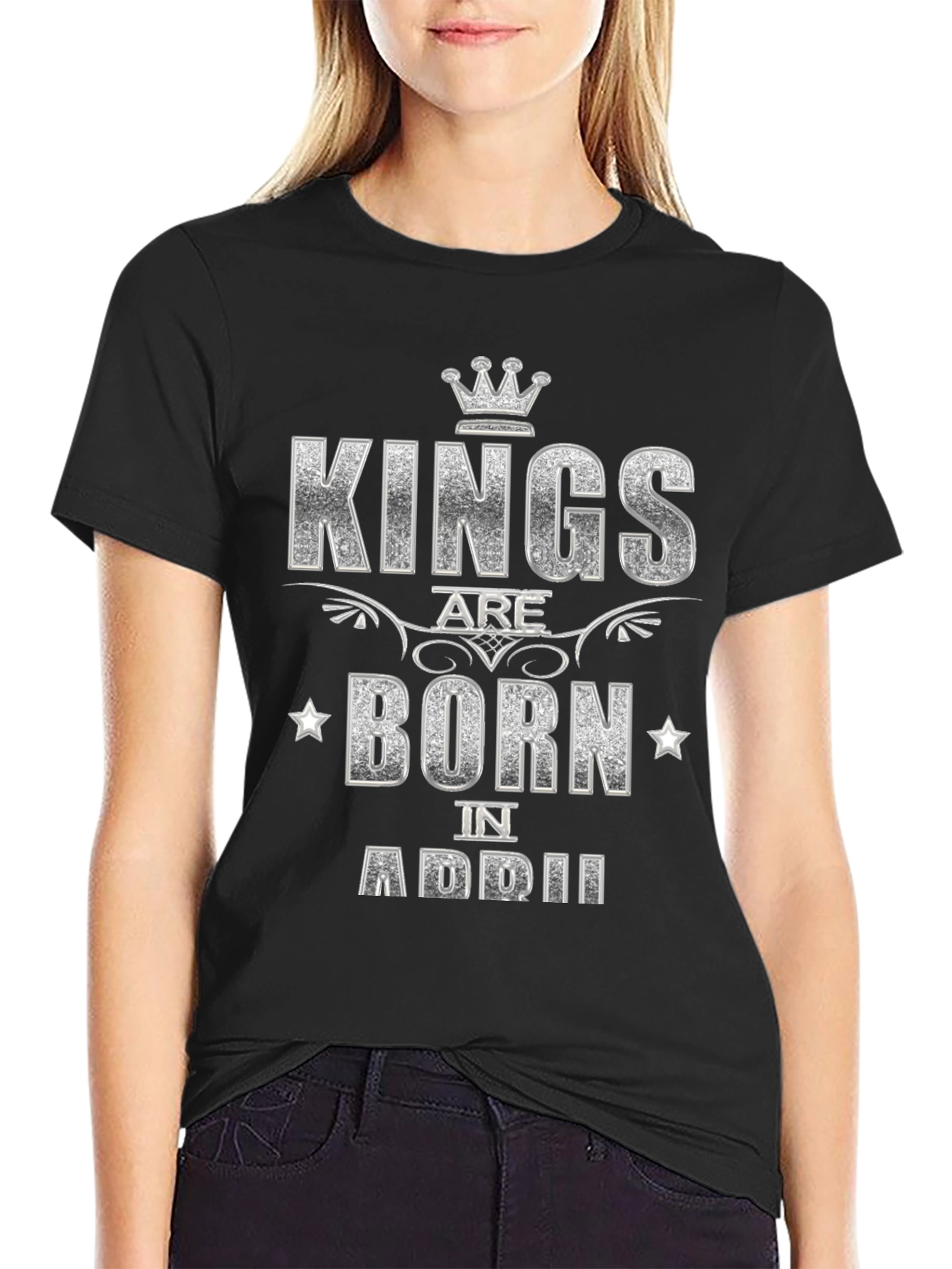Kings Are Born In April Black T-Shirt
