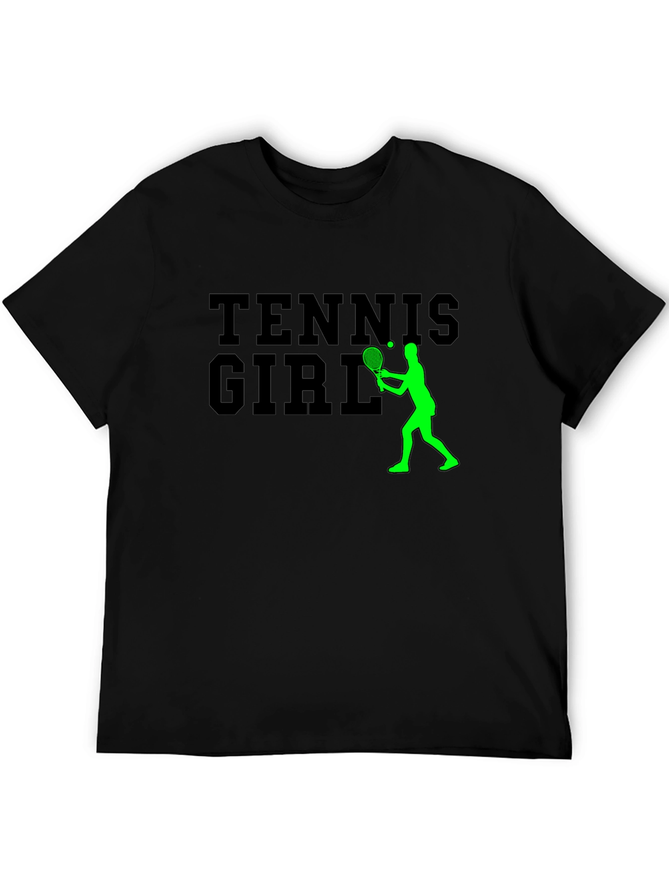 Tennis Girl Graphic Tee - Black Cotton T-Shirt