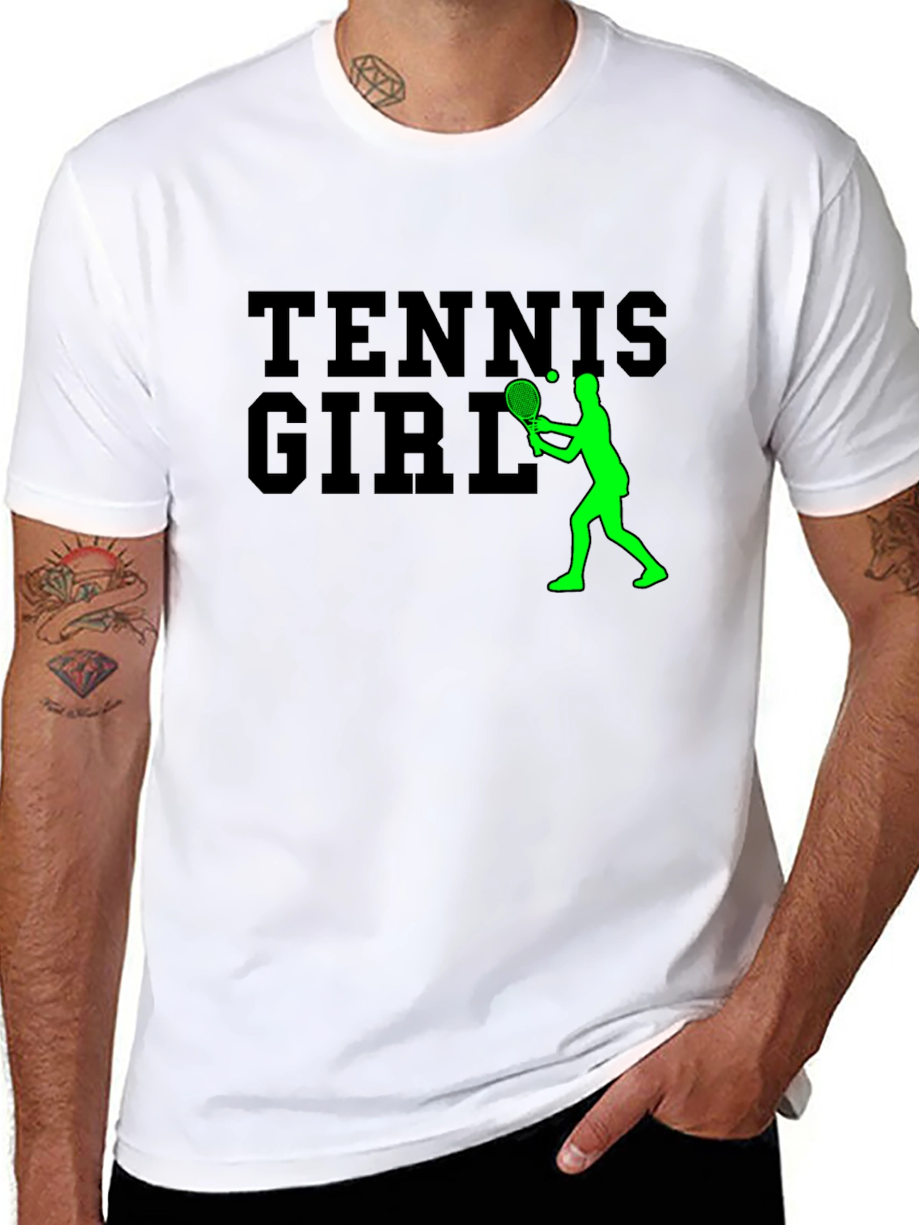 Tennis Girl Graphic Tee - Black Cotton T-Shirt