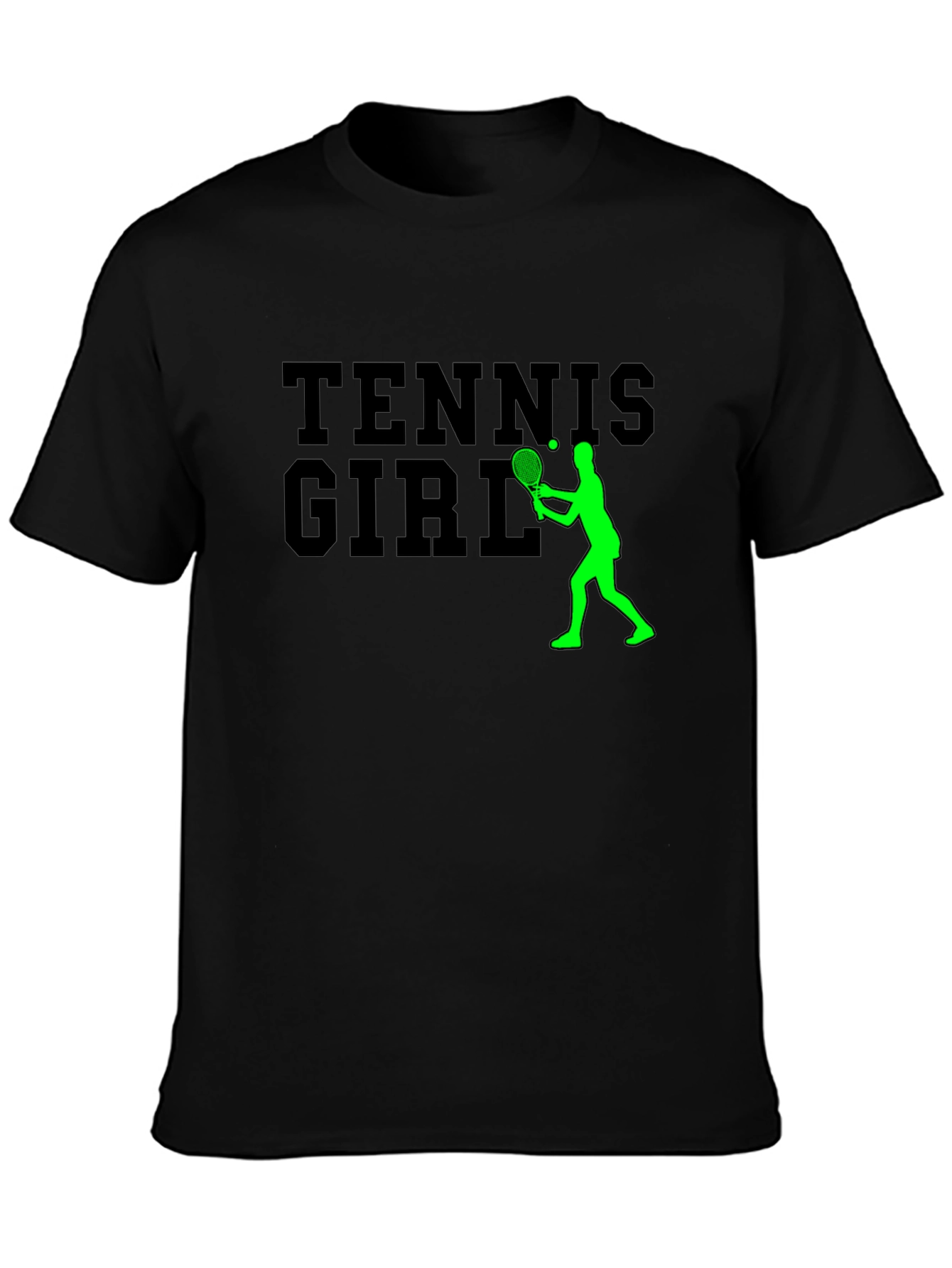 Tennis Girl Graphic Tee - Black Cotton T-Shirt