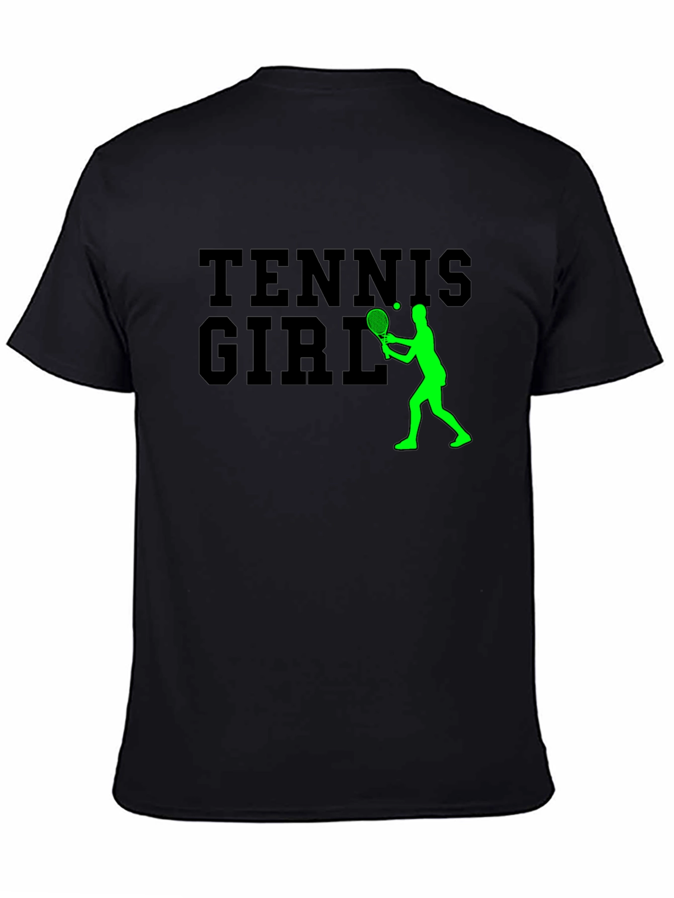 Tennis Girl Graphic Tee - Black Cotton T-Shirt