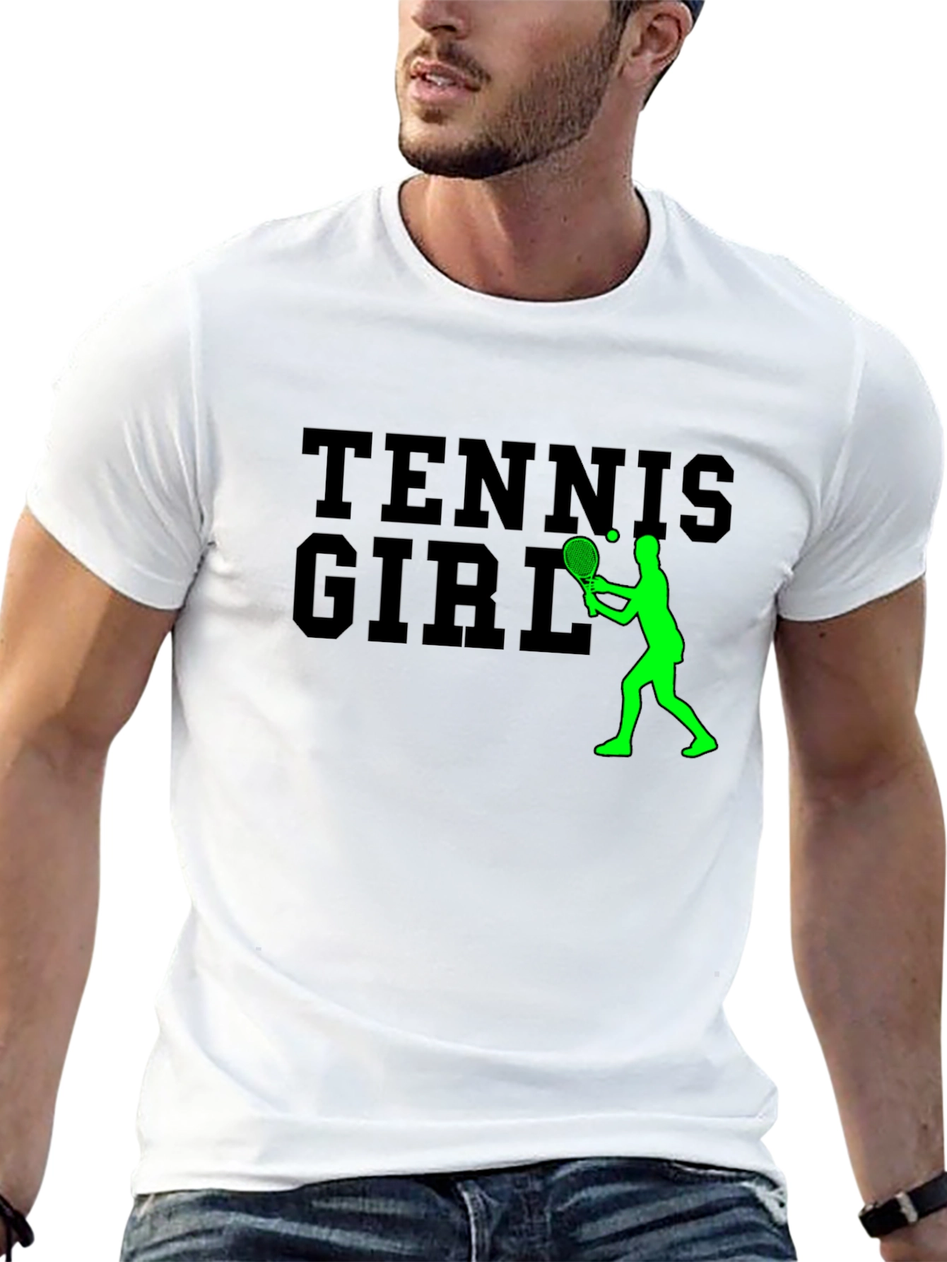 Tennis Girl Graphic Tee - Black Cotton T-Shirt