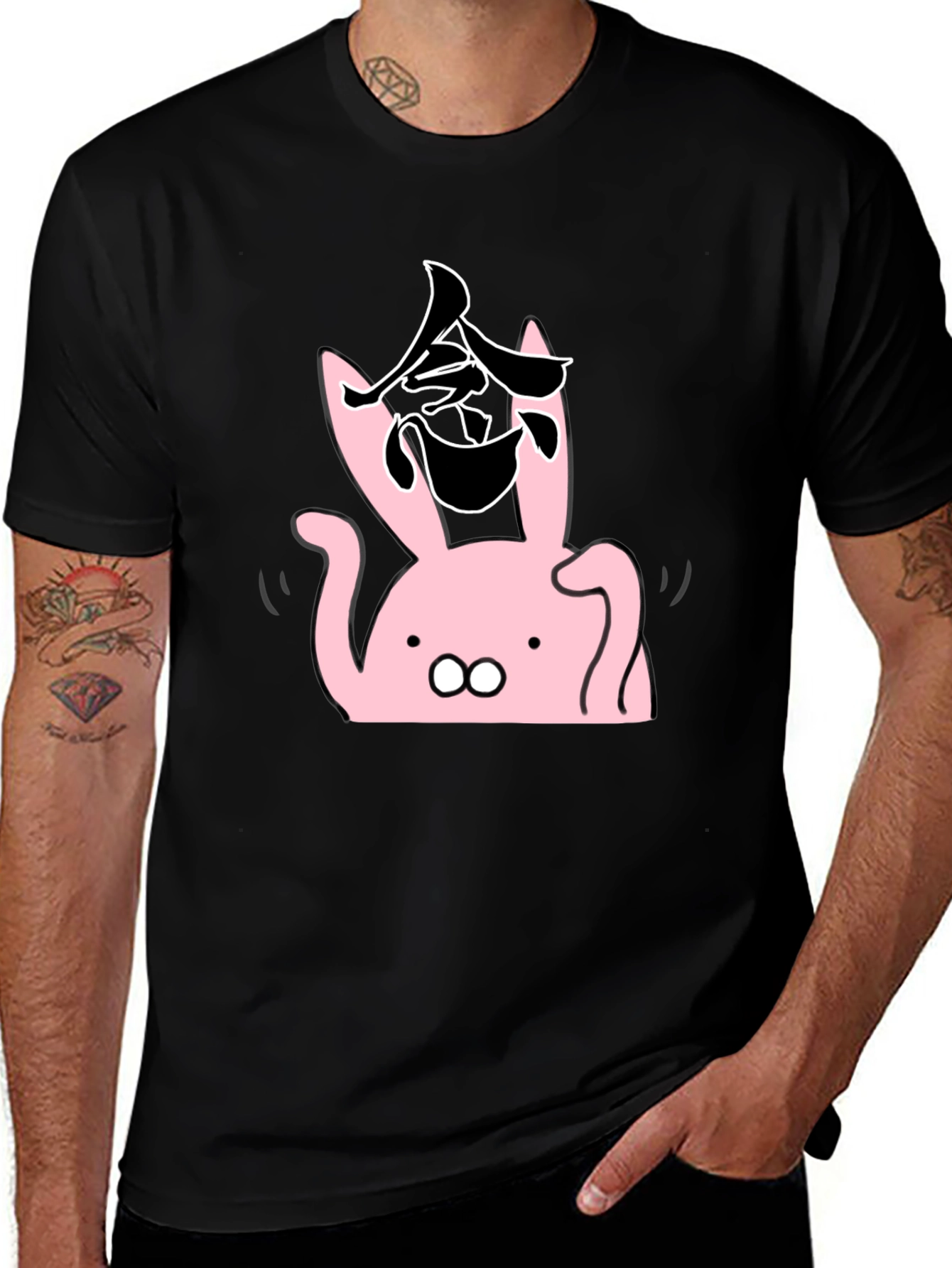 Pink Bunny Kanji T-Shirt - Soft Cotton Tee