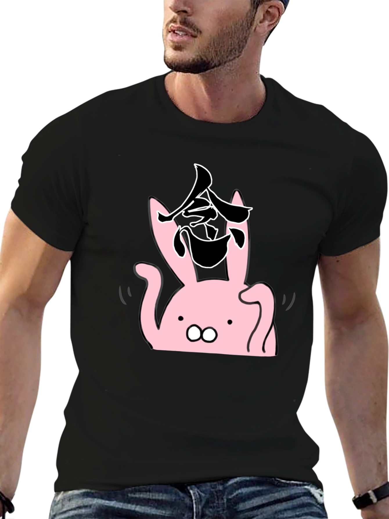 Pink Bunny Kanji T-Shirt - Soft Cotton Tee