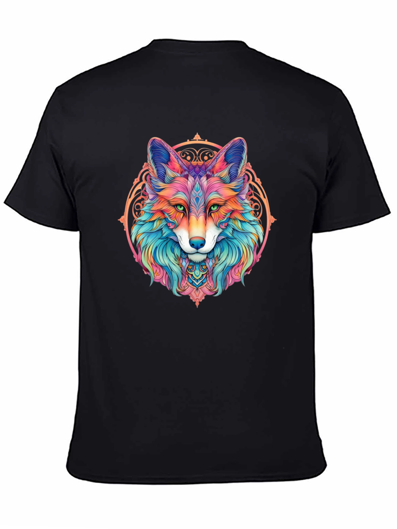 Psychedelic Fox Graphic T-Shirt - Mens Black Tee