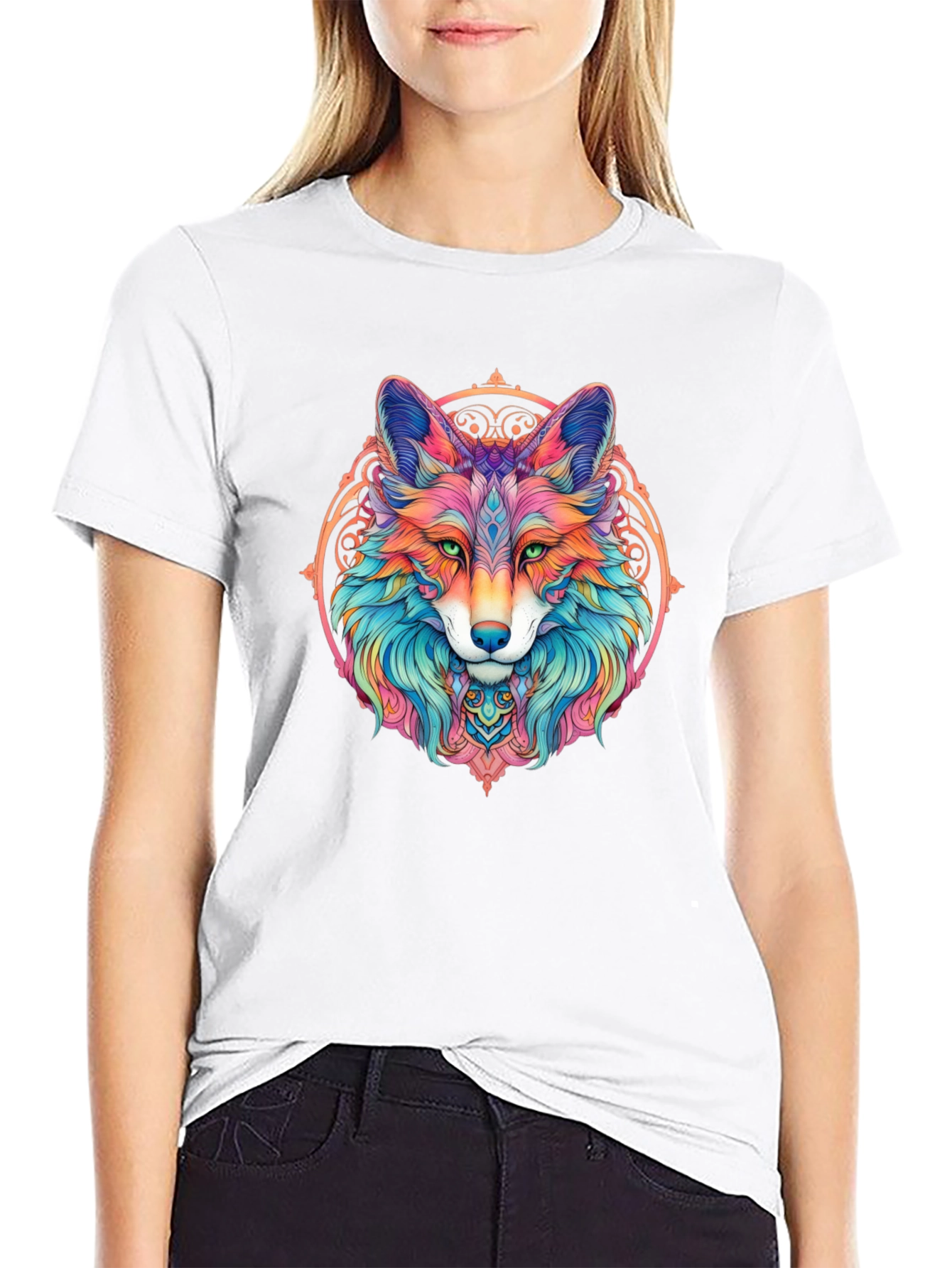 Psychedelic Fox Graphic T-Shirt - Mens Black Tee