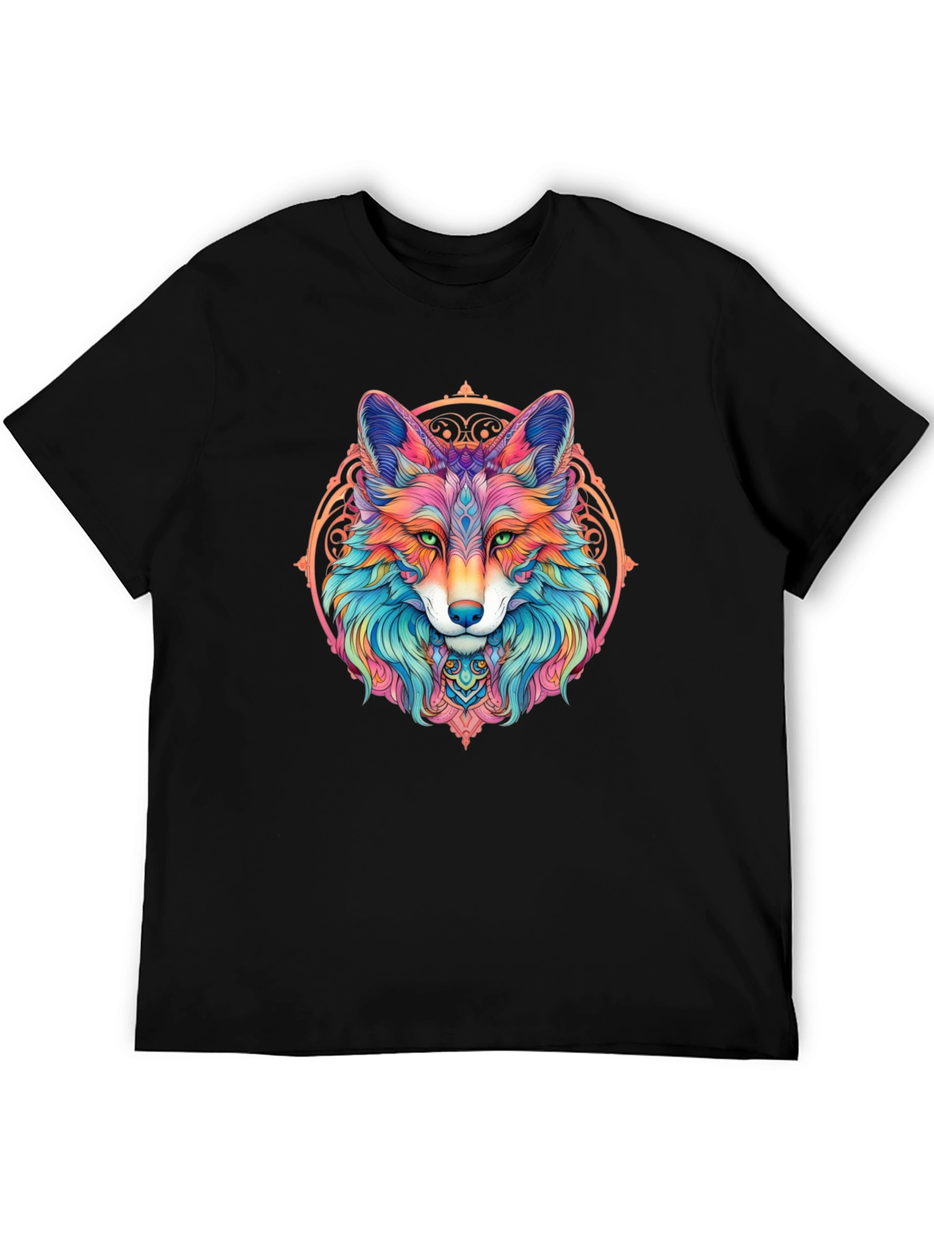 Psychedelic Fox Graphic T-Shirt - Mens Black Tee