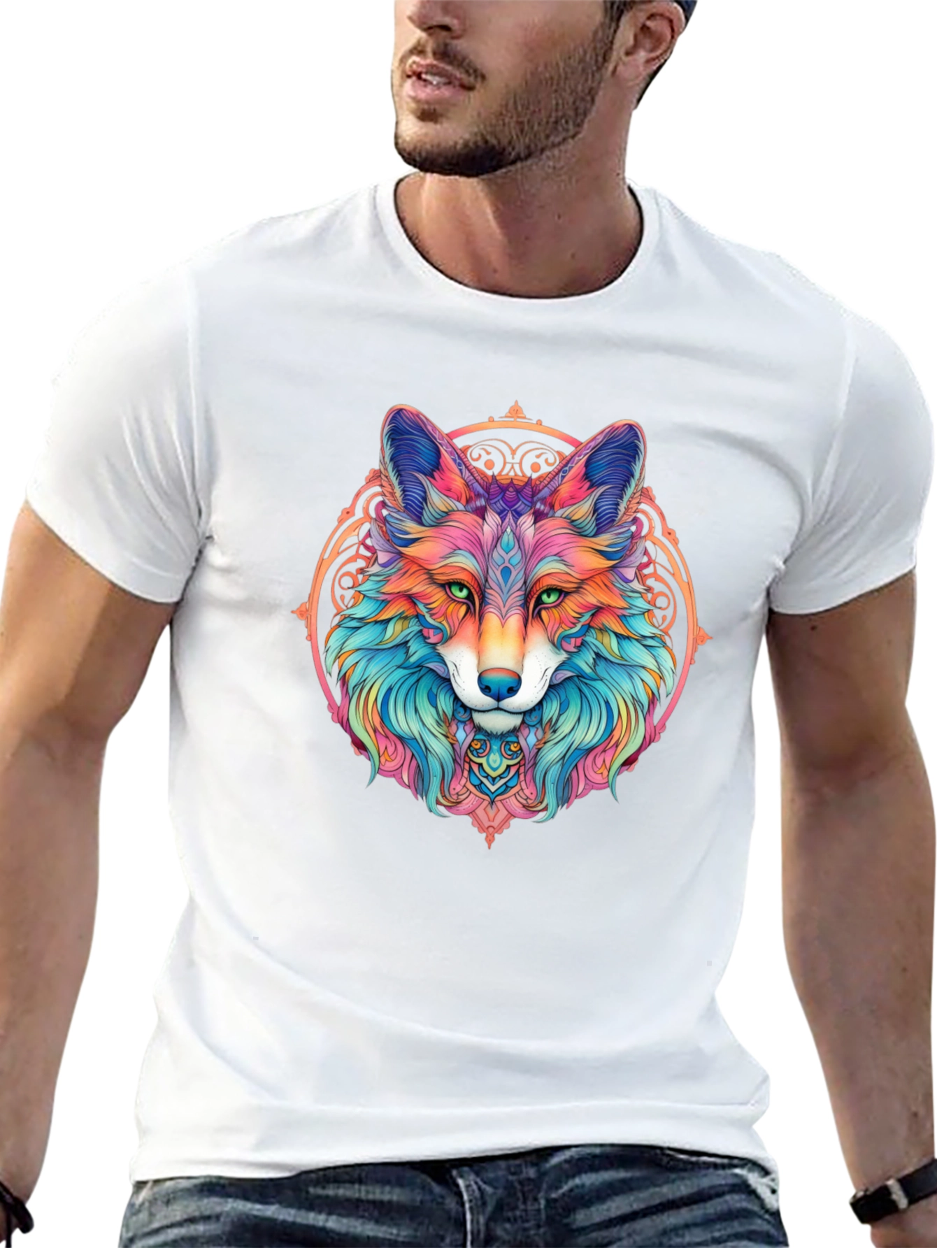 Psychedelic Fox Graphic T-Shirt - Mens Black Tee