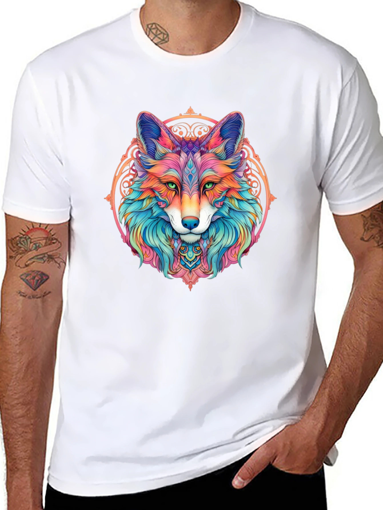 Psychedelic Fox Graphic T-Shirt - Mens Black Tee