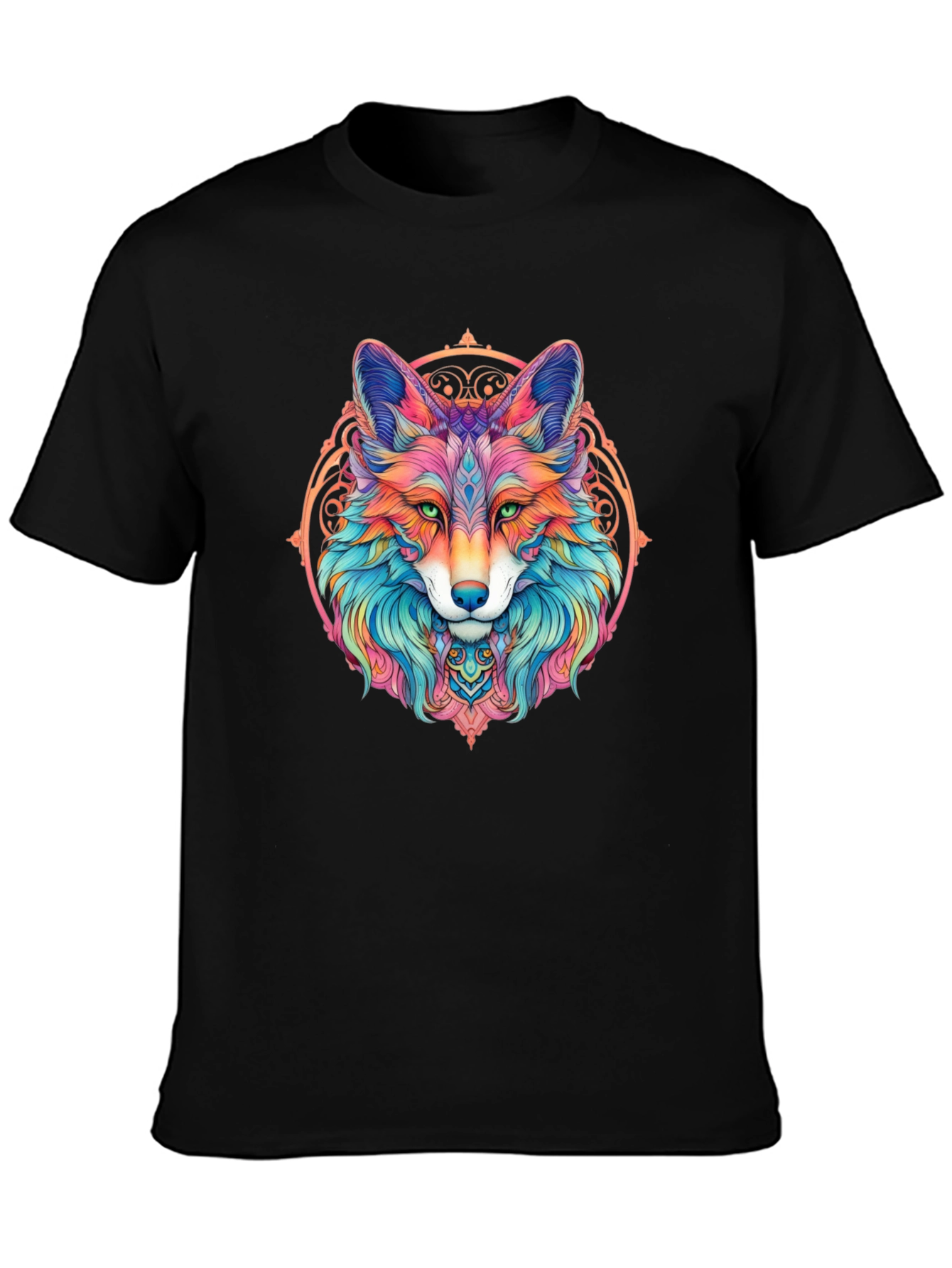 Psychedelic Fox Graphic T-Shirt - Mens Black Tee