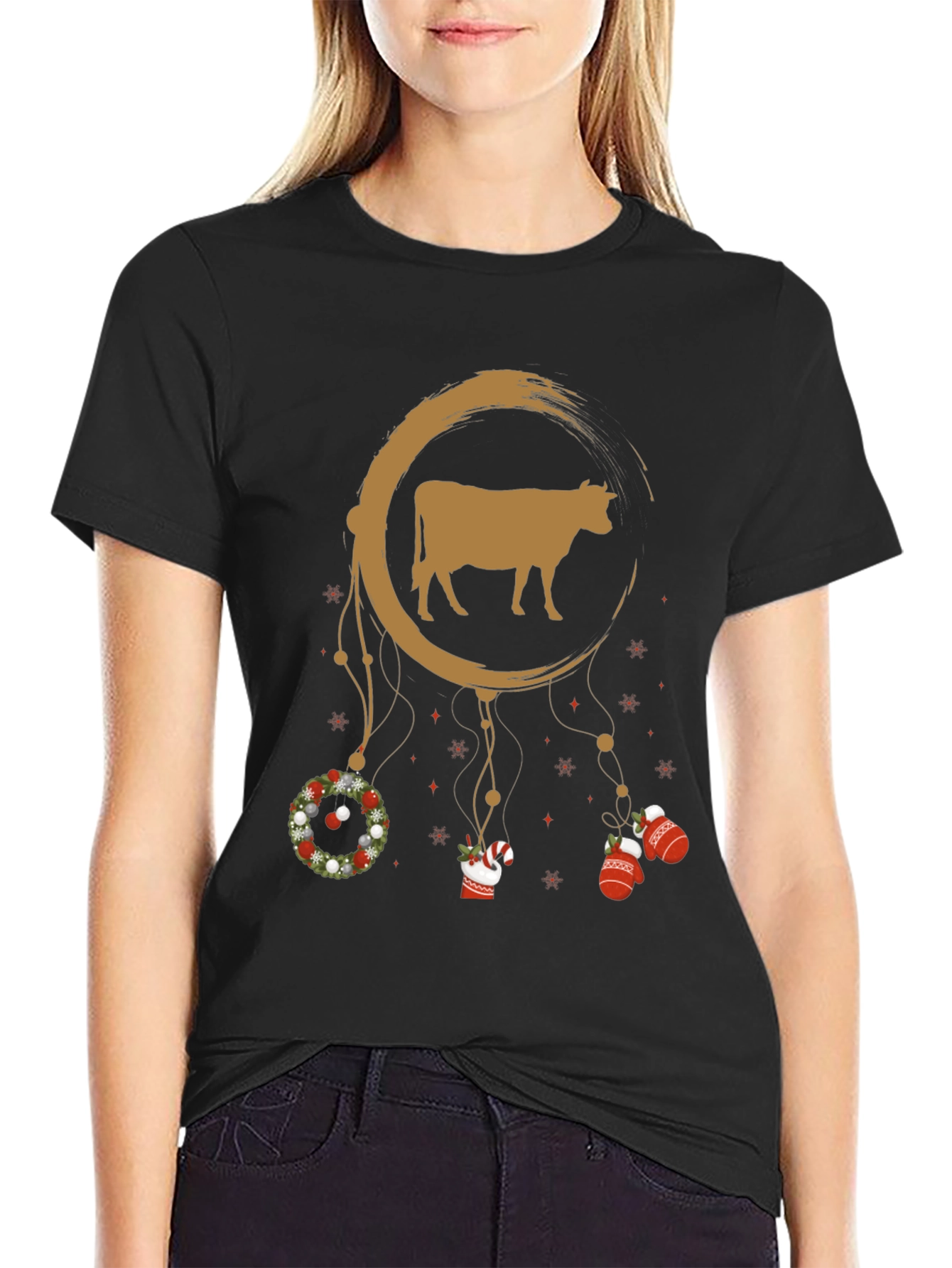 Cow Christmas Dreamcatcher Graphic Tee