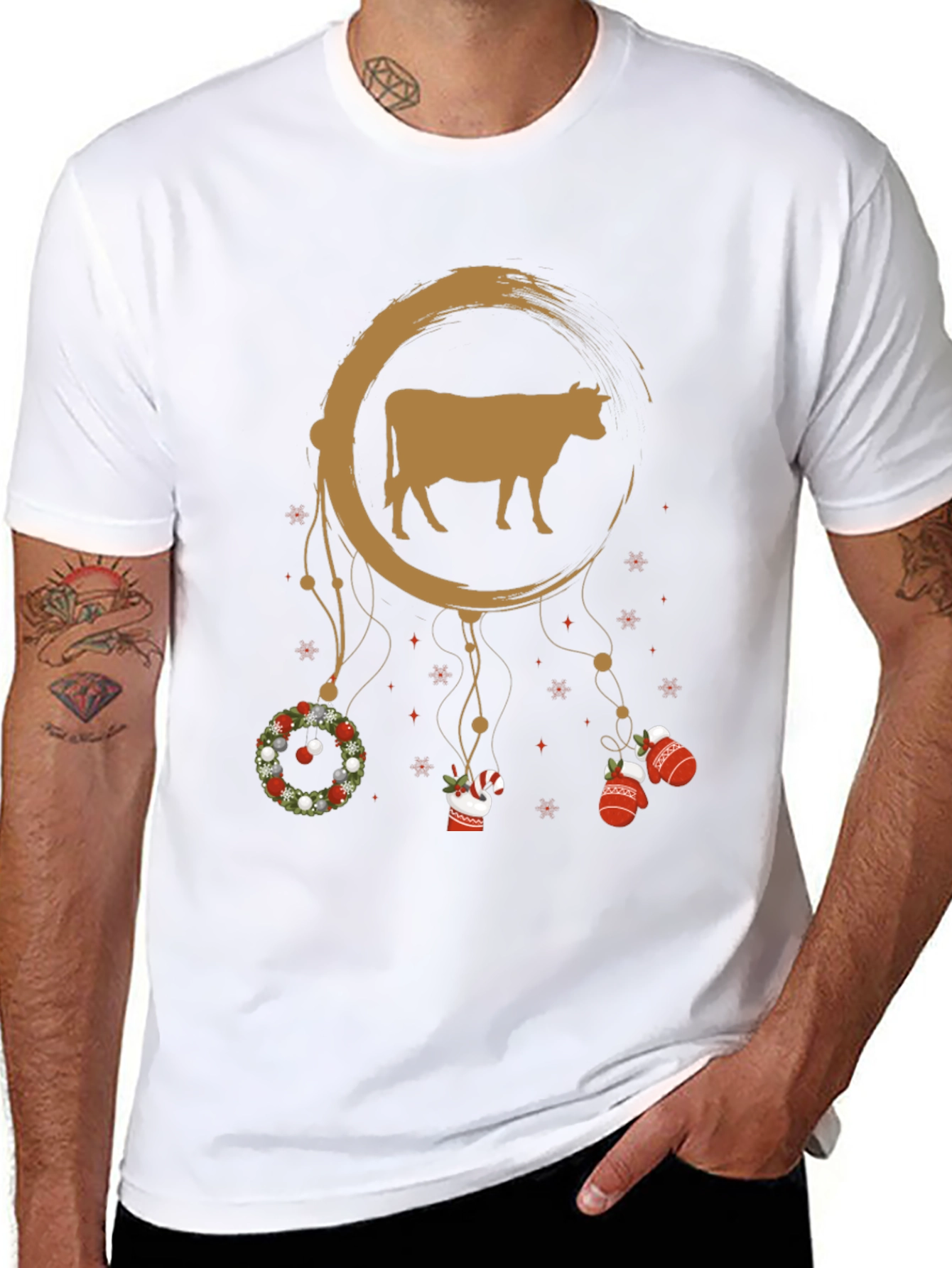 Cow Christmas Dreamcatcher Graphic Tee