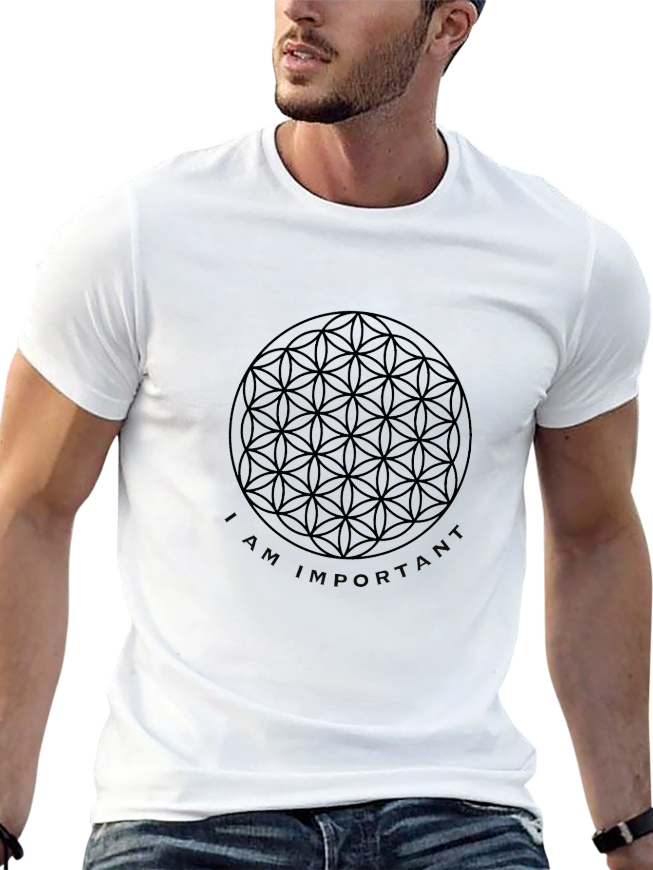 Geometric Pattern Black T-Shirt - I AM IMPORTANT