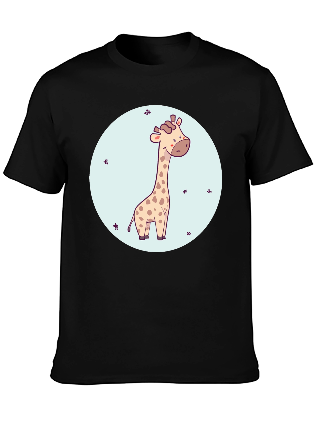 Cute Giraffe Graphic Tee - Black Cotton Comfort