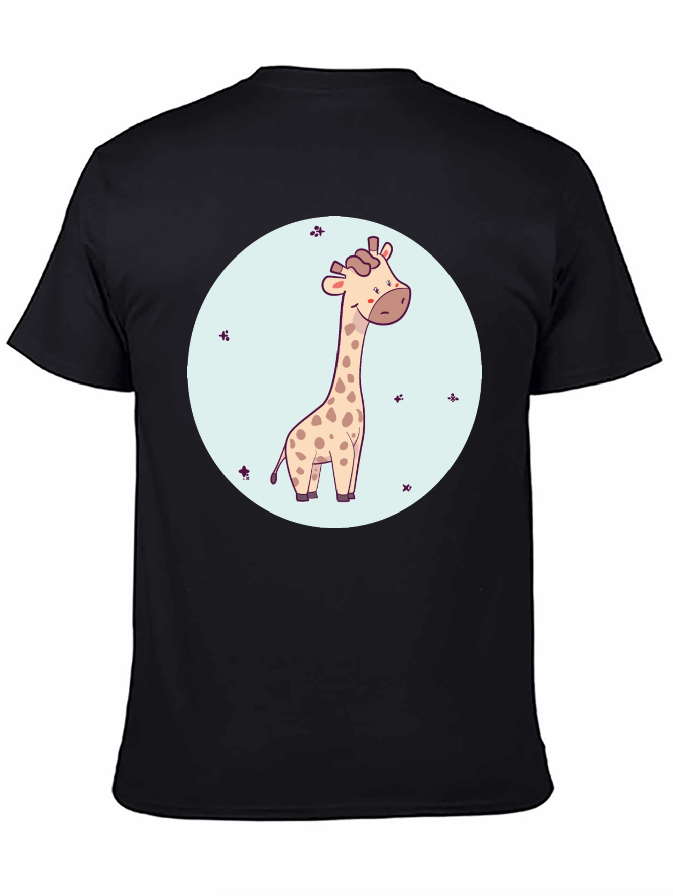 Cute Giraffe Graphic Tee - Black Cotton Comfort