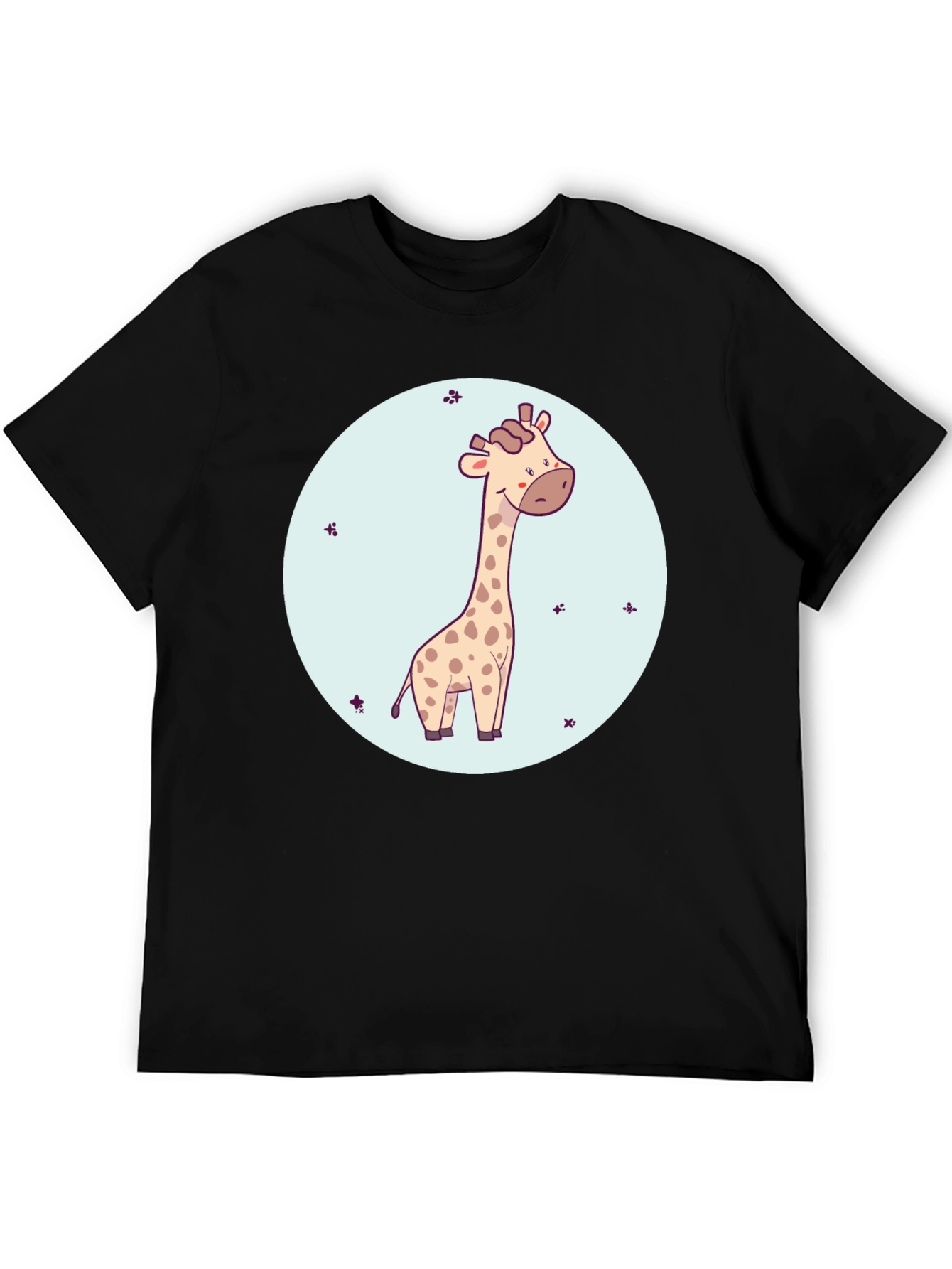 Cute Giraffe Graphic Tee - Black Cotton Comfort