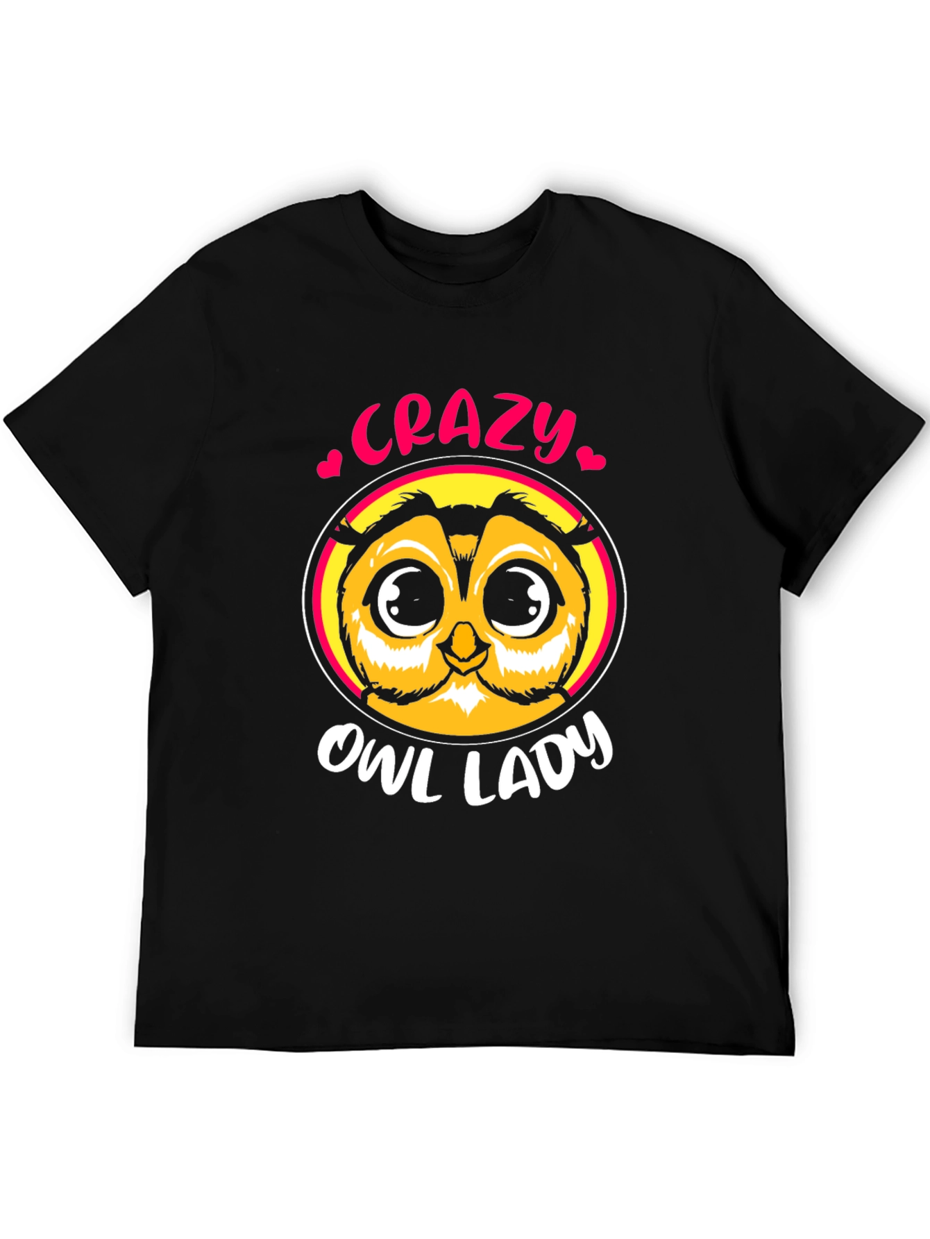 Crazy Owl Lady Black T-Shirt