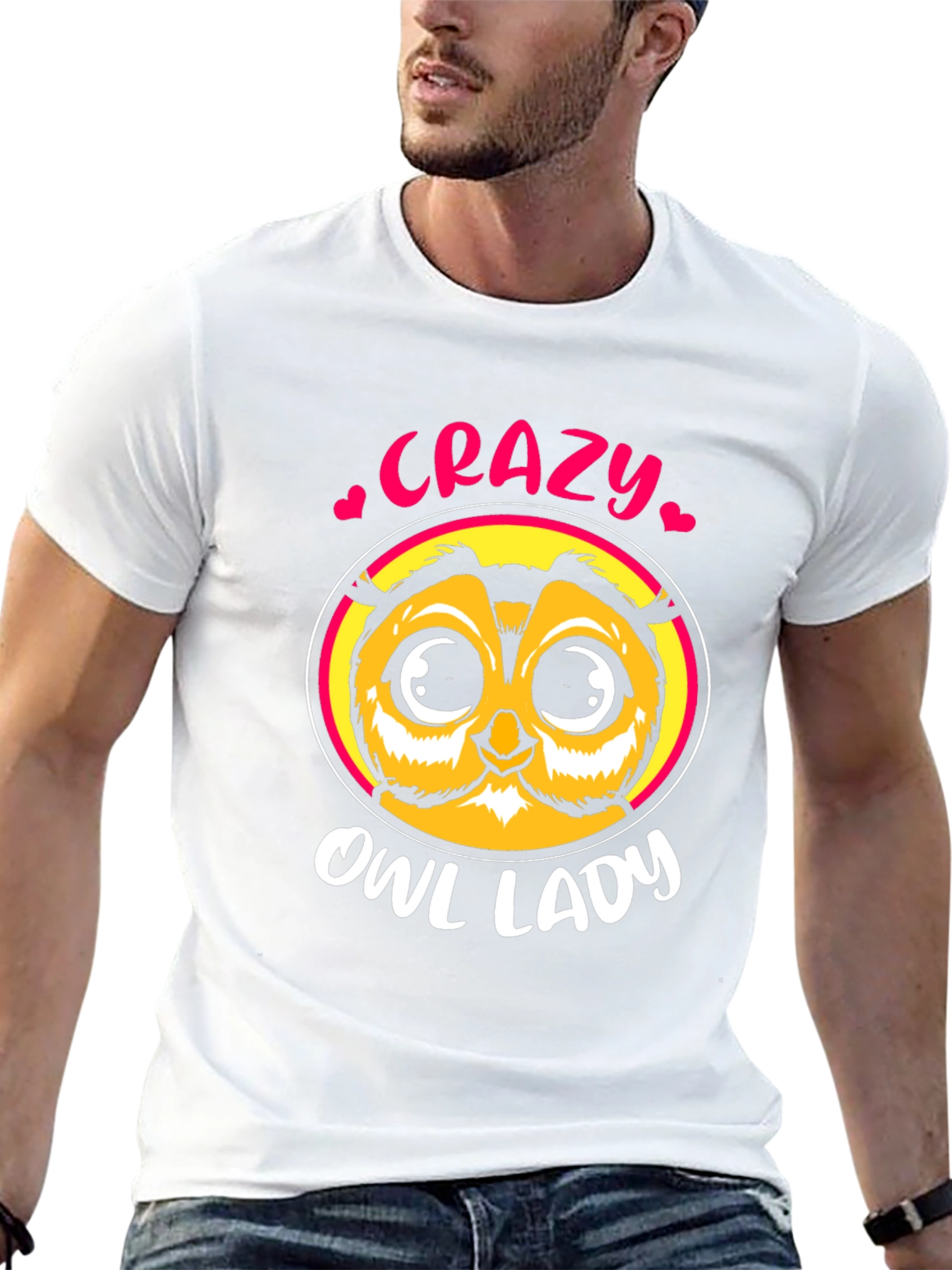 Crazy Owl Lady Black T-Shirt