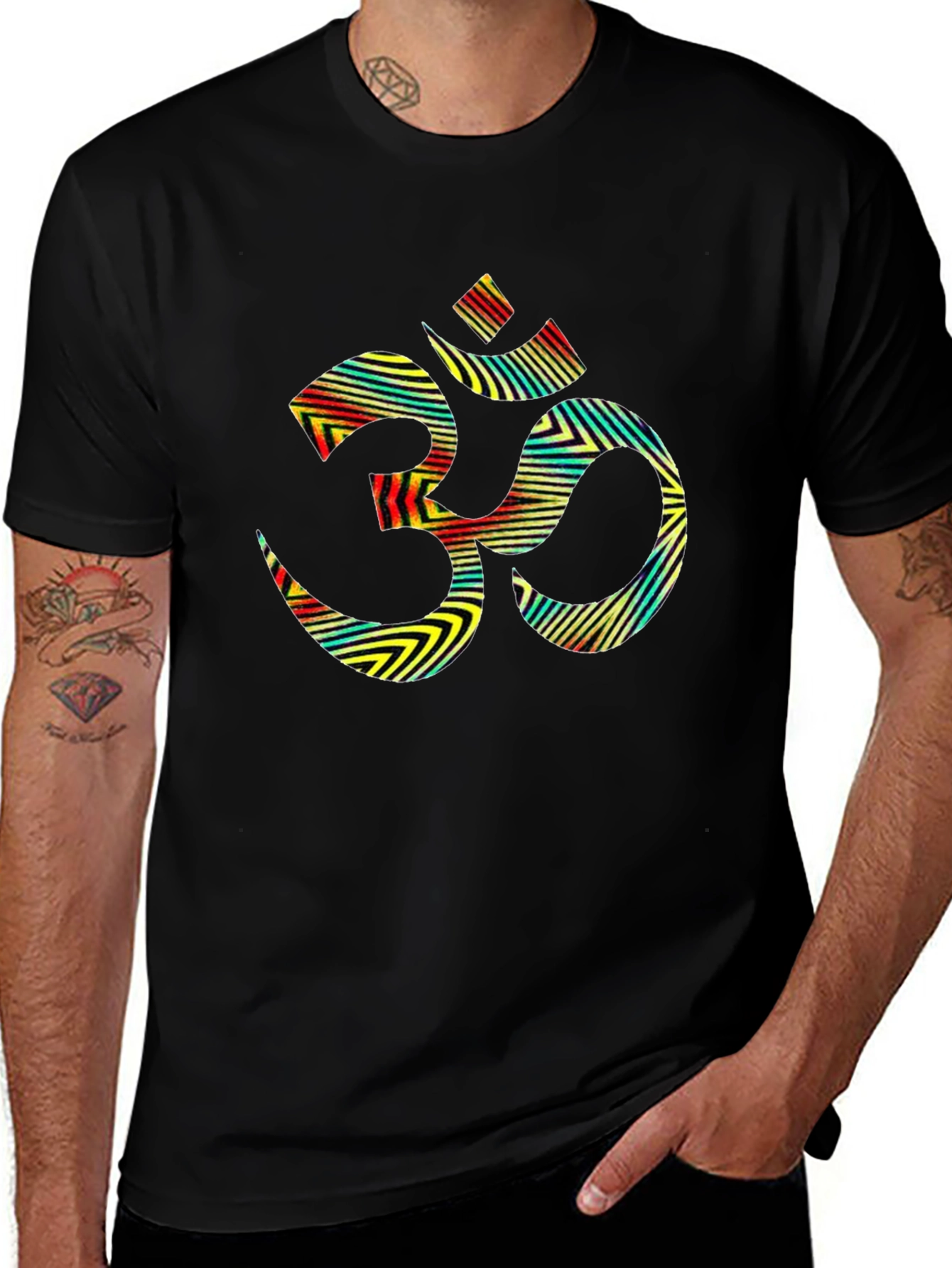 Om Symbol Graphic Tee - Black Cotton Blend