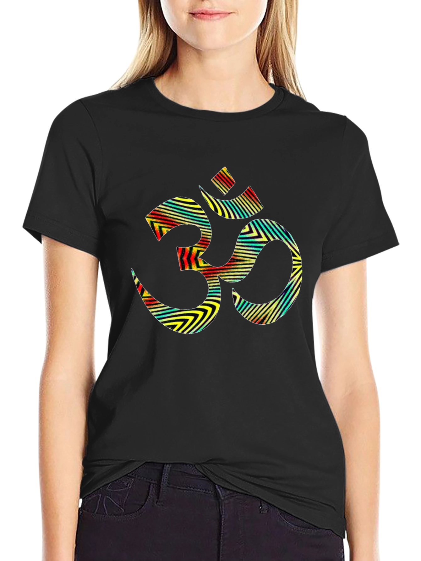 Om Symbol Graphic Tee - Black Cotton Blend