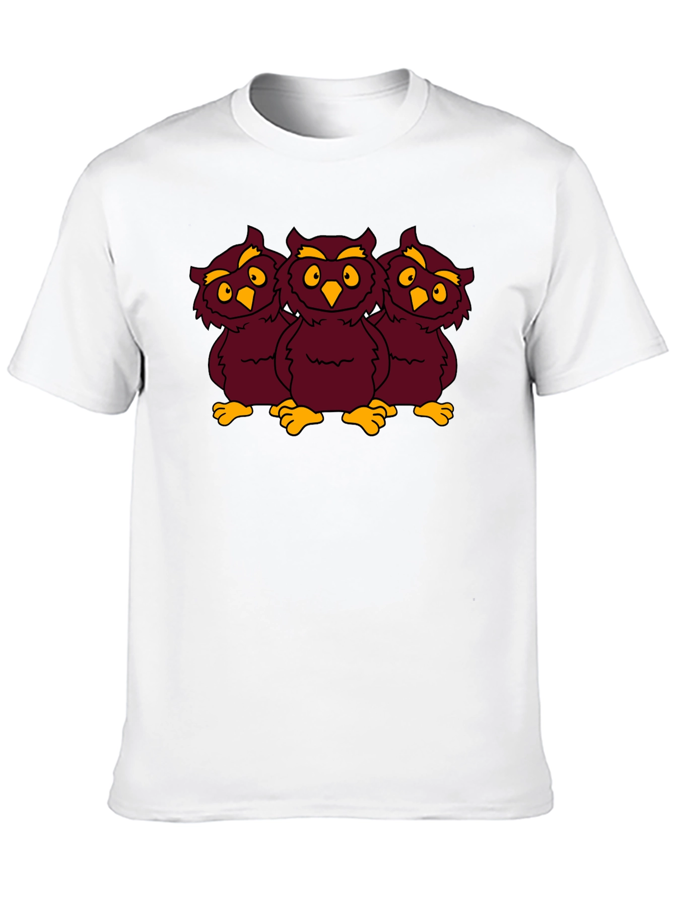 Three Owls Graphic Tee - Funny Cartoon Design