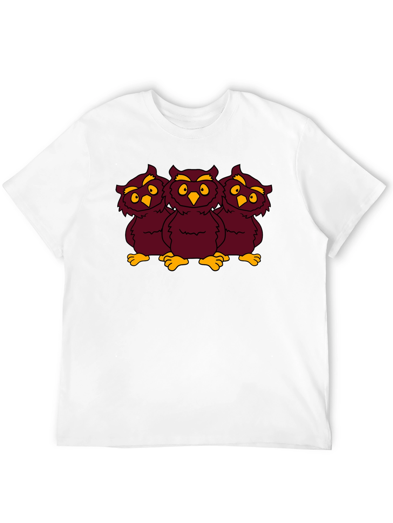 Three Owls Graphic Tee - Funny Cartoon Design