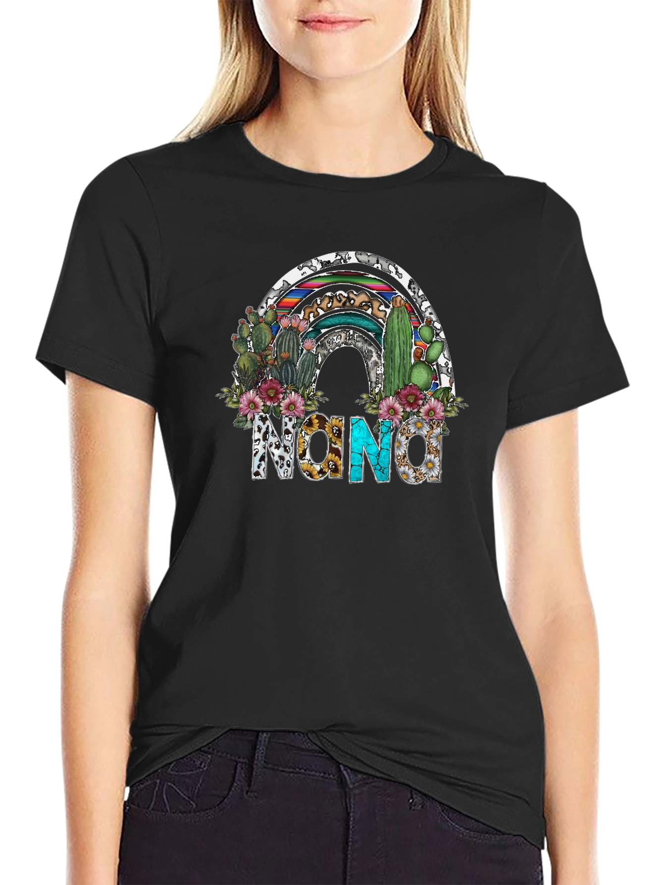 Nona Cactus Rainbow Graphic Tee - Unisex