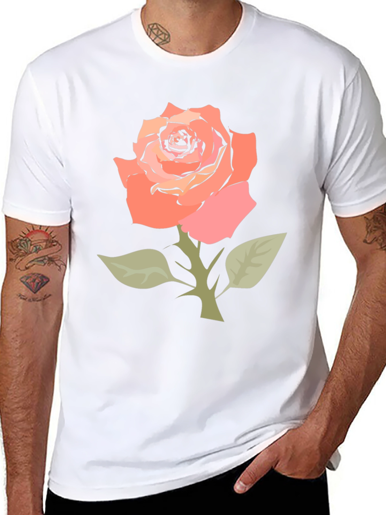 Black Rose Graphic Tee - Stylish Floral T-Shirt