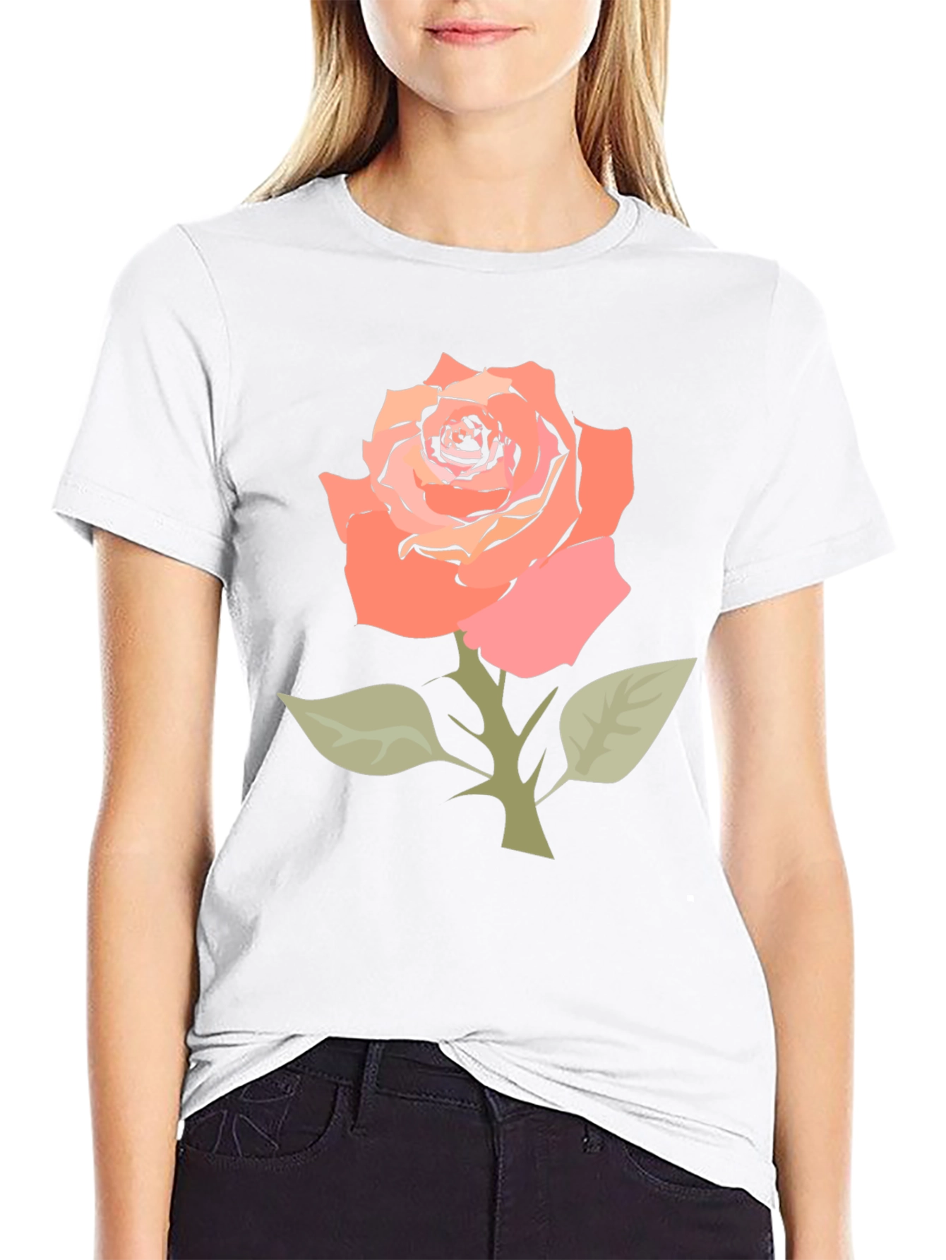 Black Rose Graphic Tee - Stylish Floral T-Shirt