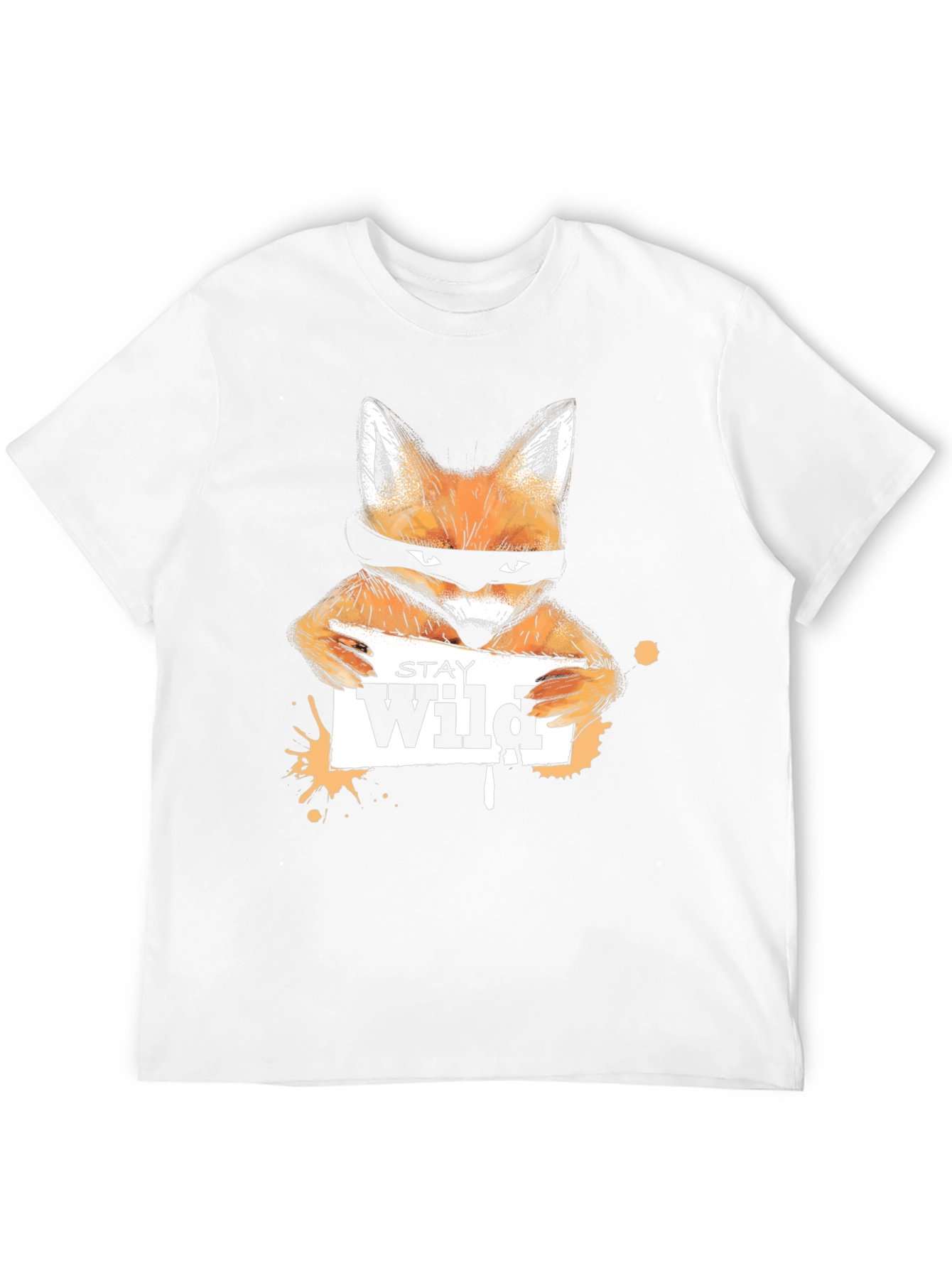 Stay Wild Fox Graphic Tee - Black Casual T-Shirt