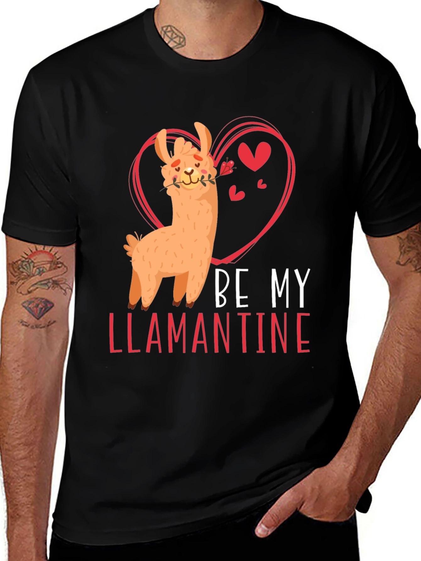 Be My Llamantine Black T-Shirt