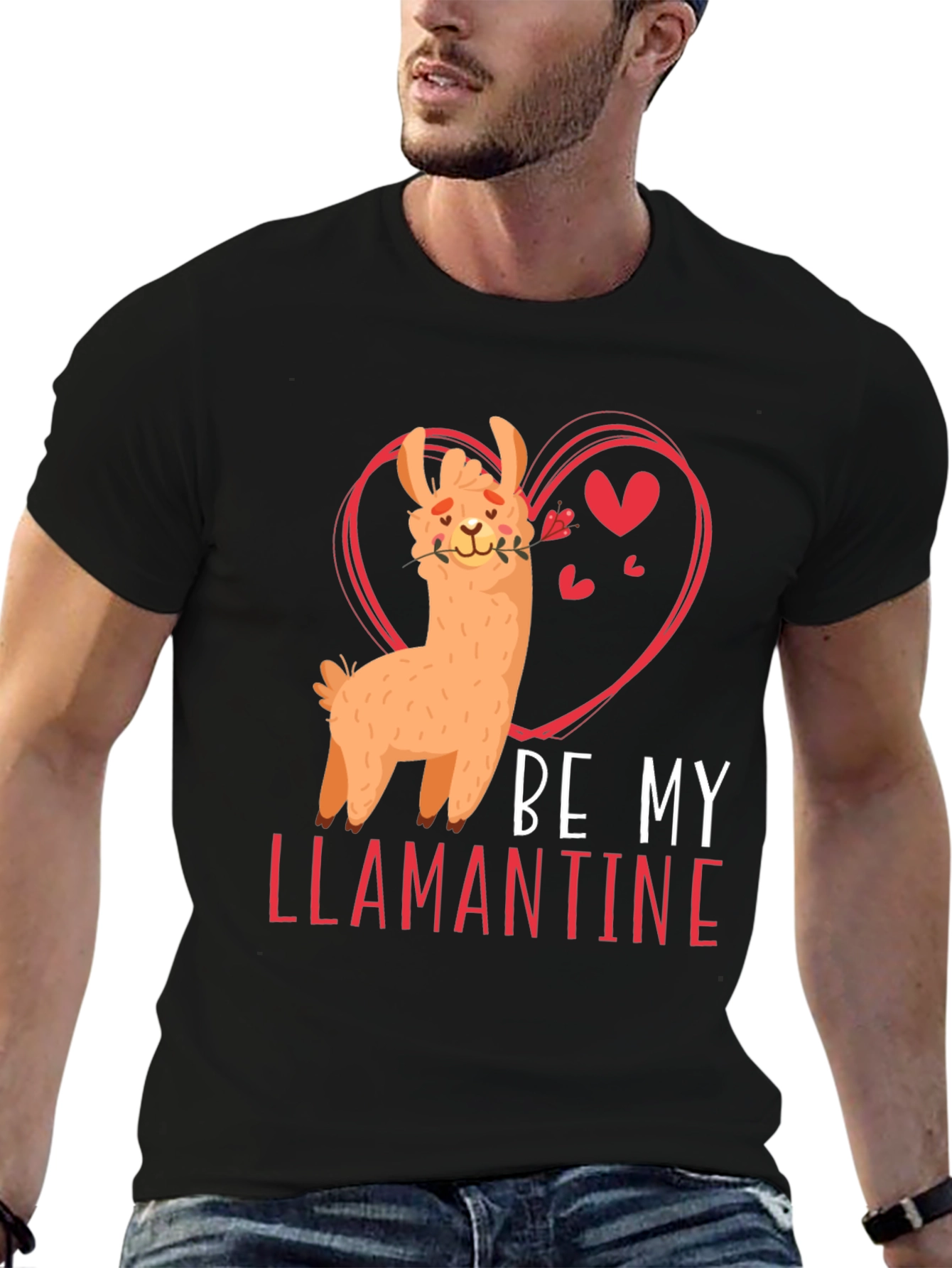 Be My Llamantine Black T-Shirt